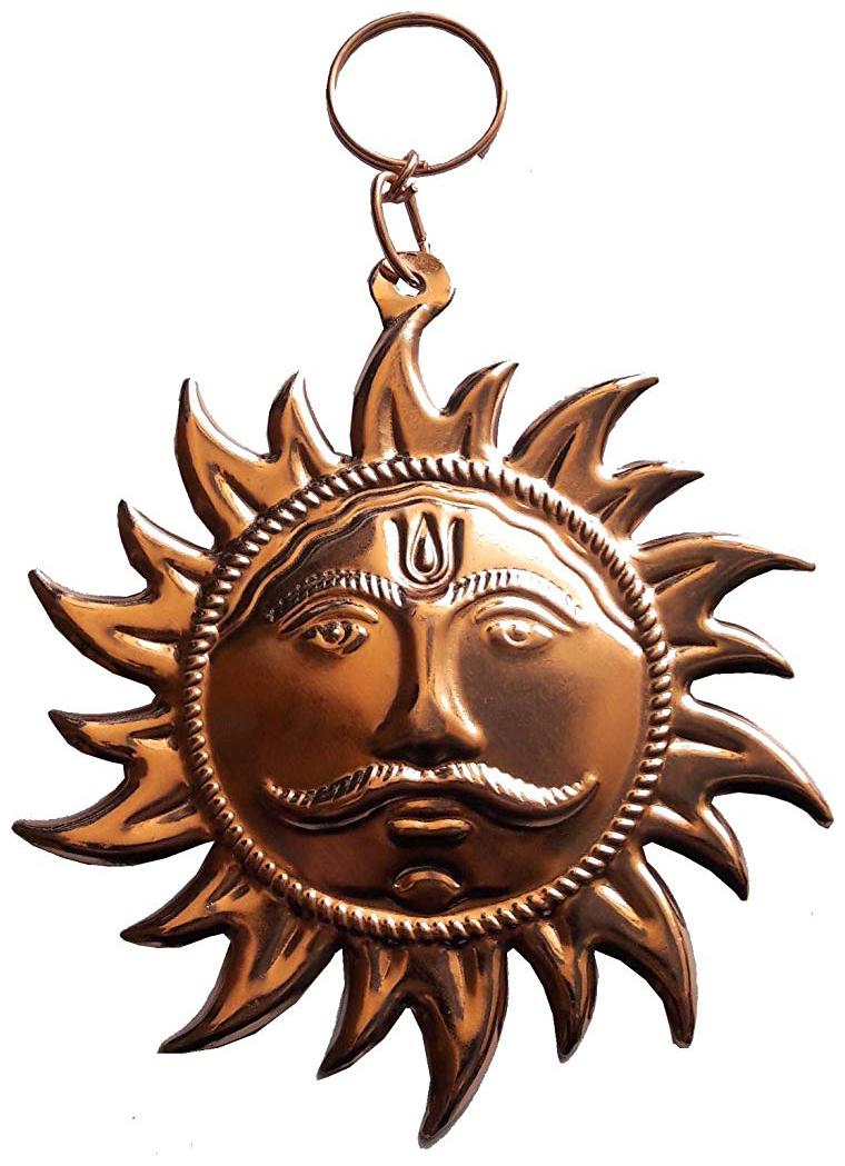 

Salvus App SOLUTIONS Copper Vastu Sun Mask Home Wall Hanging Standard Size Brown