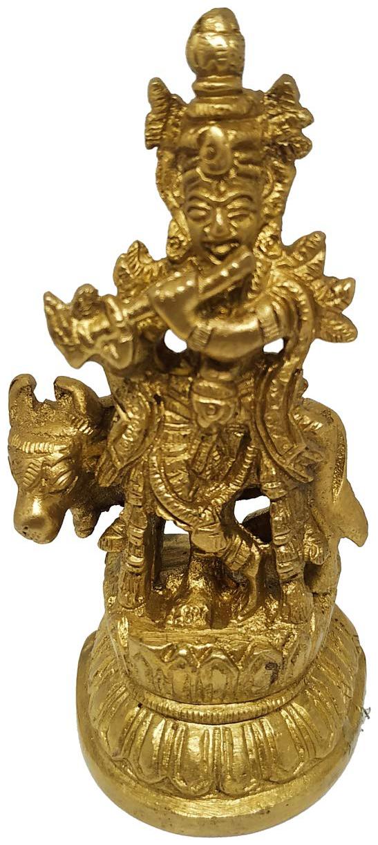 

Salvus App Solutions Lord Krishna With Cow - Brass 4 4 inches