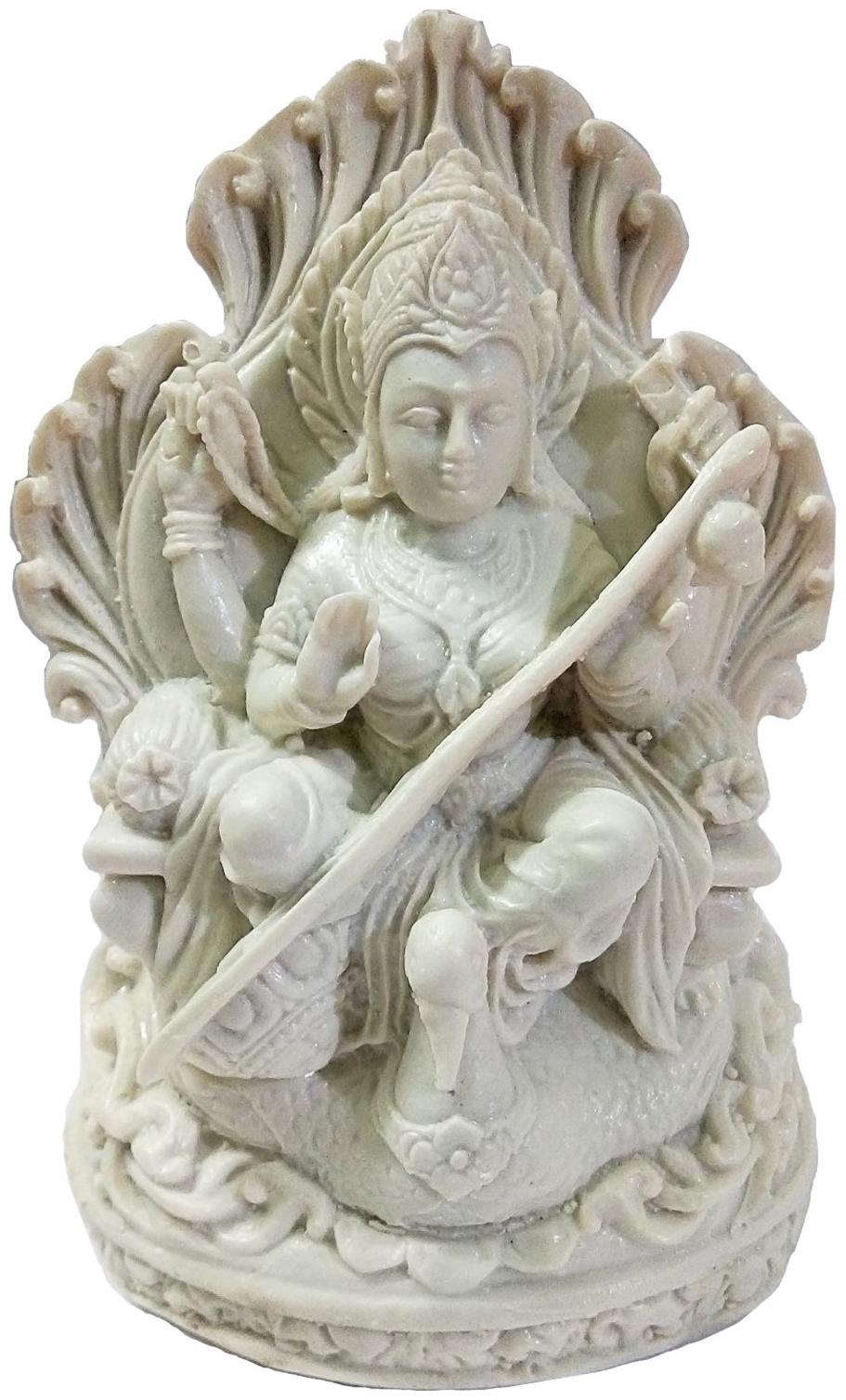 

Salvus App SOLUTIONS Eye-catching Hand Crafted Marble Dust(Marble Powder) Goddess Maa Saraswati Statue