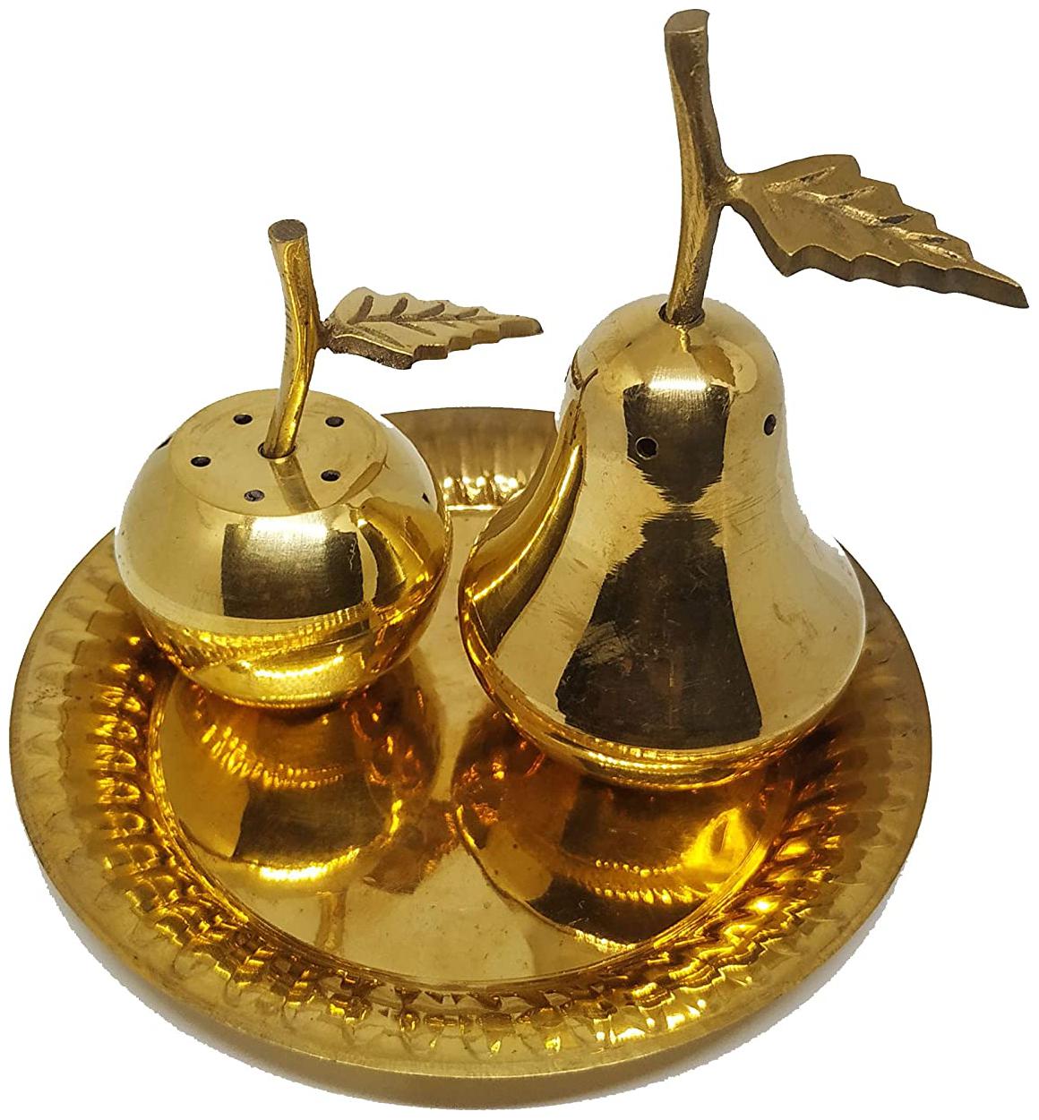 

Salvus App Solutions Brass Namak Dani and Mirch Dani Salt and Pepper holder (Yellow)
