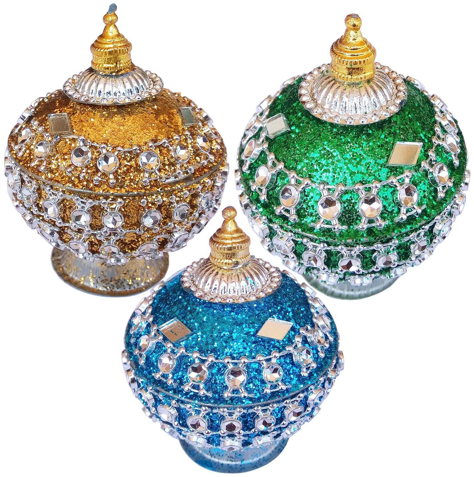 

Salvus App SOLUTIONS Traditional Handmade Metal Kumkum Sindoor Box for Women - Set of 3 (Multicolour)