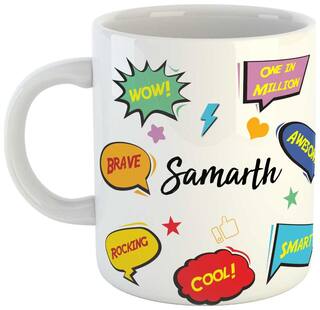 Samarth Name Printed Ceramic Coffee Mug. Best Gift For Birthday by AshvahTM