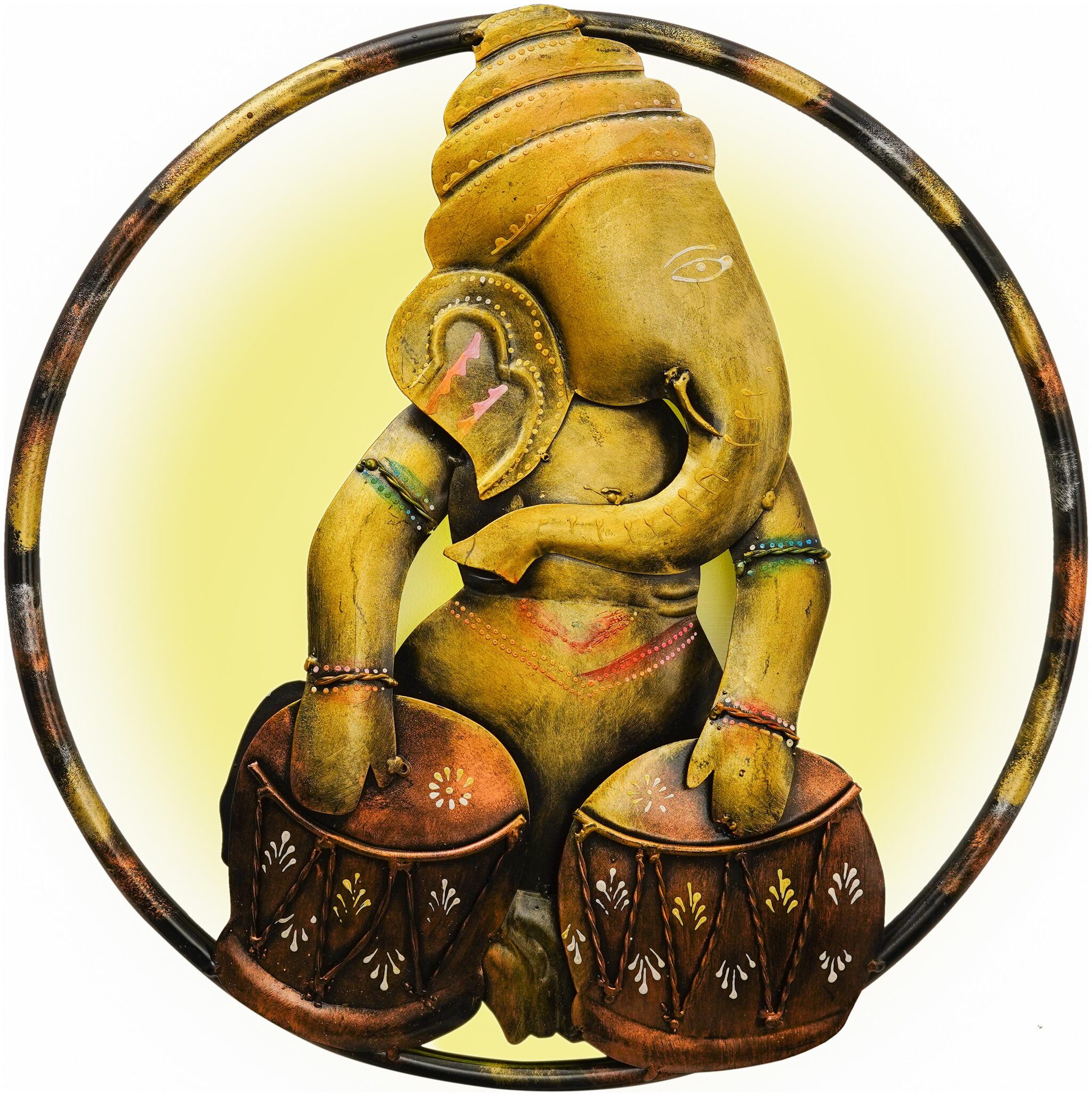 

Satya Vipal Beautiful Lord Ganesha Playing Dholak with LED Light