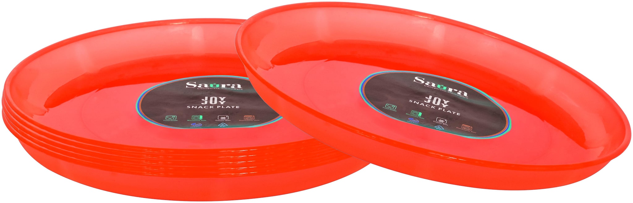 

SAURA 8 25 inch Polypropylene Joy Round Kids Plate 6Pcs Set (Set-6-Red)