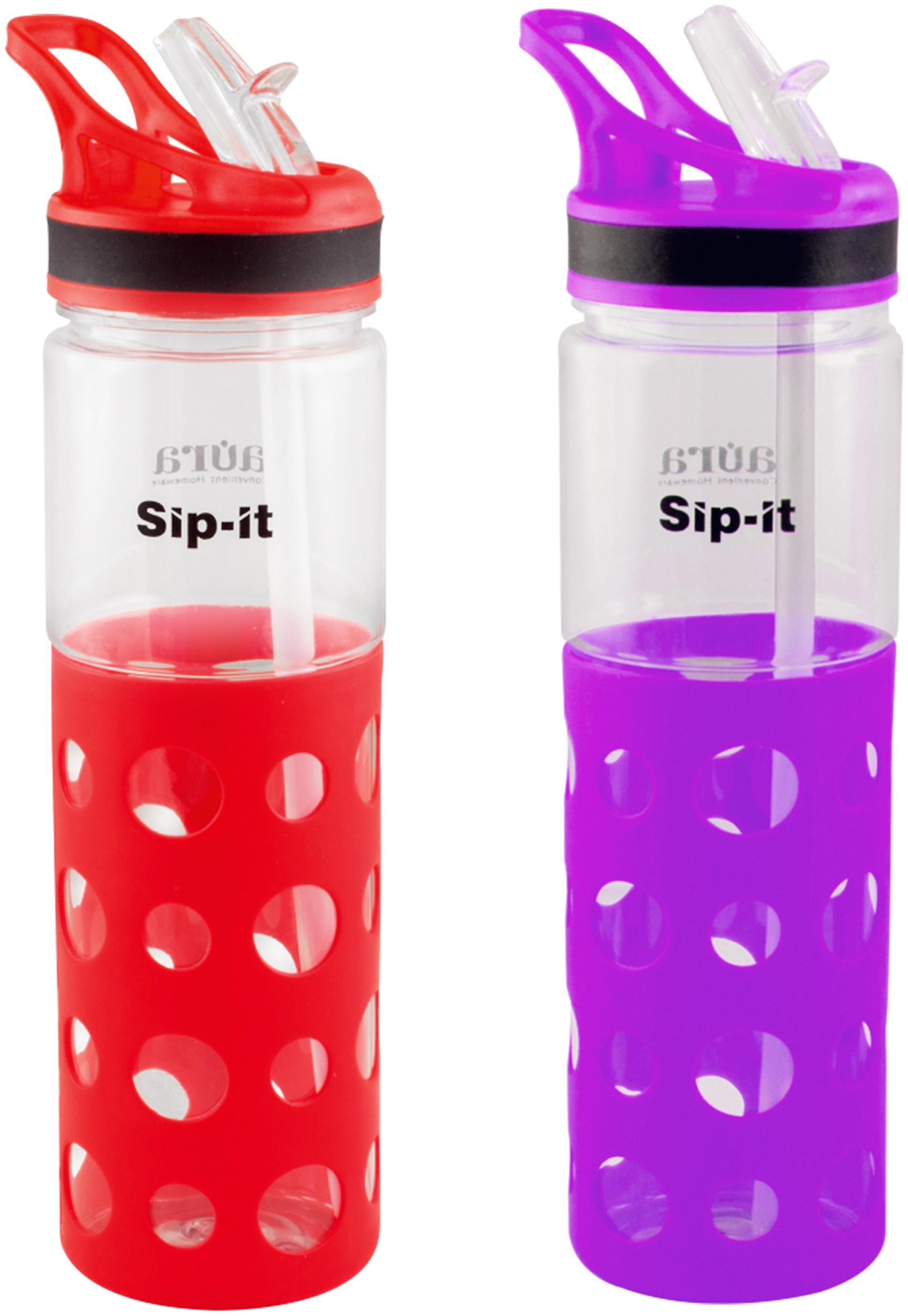 

SAURA Plastic Red Water Bottle ( 800 ml Set of 2 )