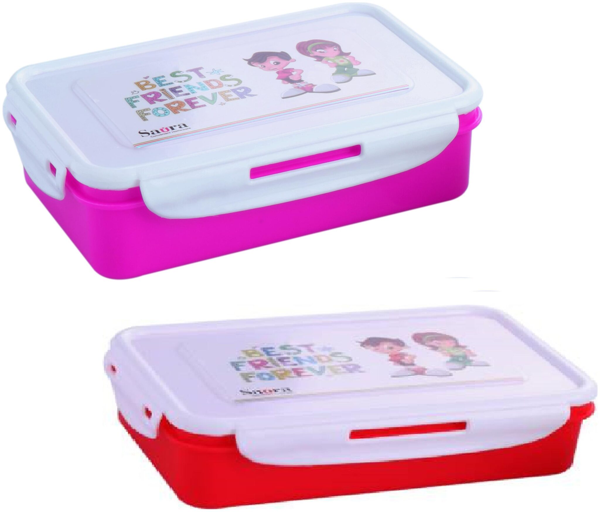 

SAURA Pink Red Lunch box ( Set of 2 800 ml )