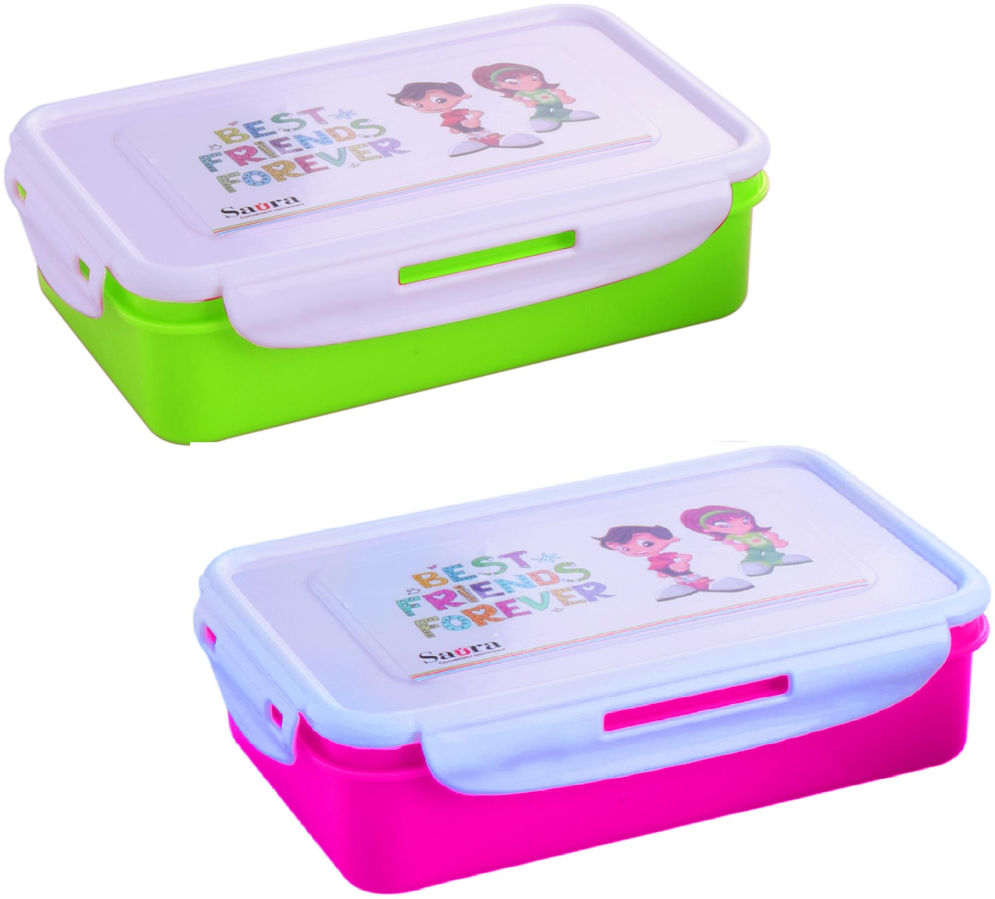 

SAURA Green Pink Lunch box ( Set of 2 800 ml )