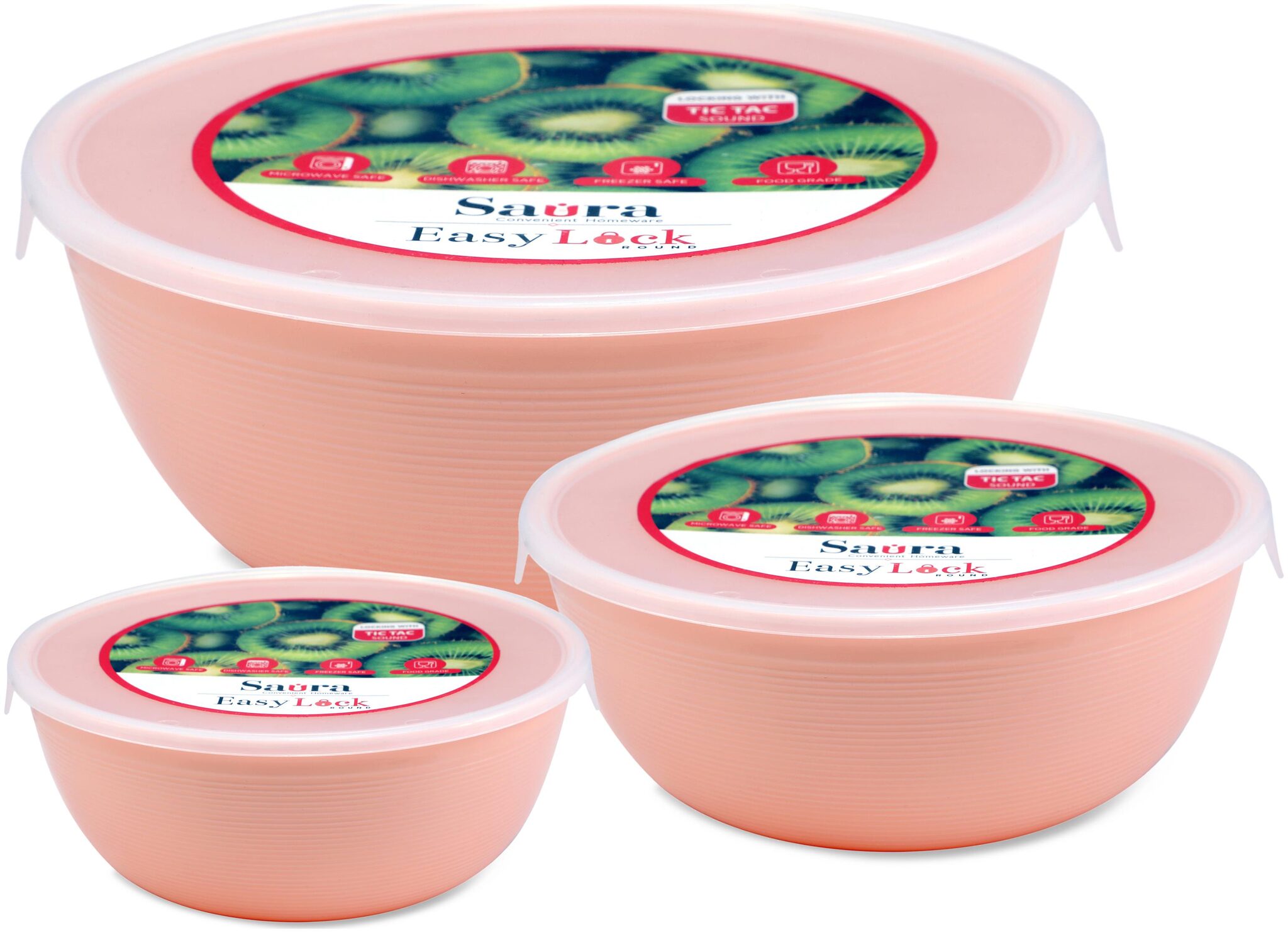 

SAURA 1350 ml Peach Plastic Container Set - Set of 3