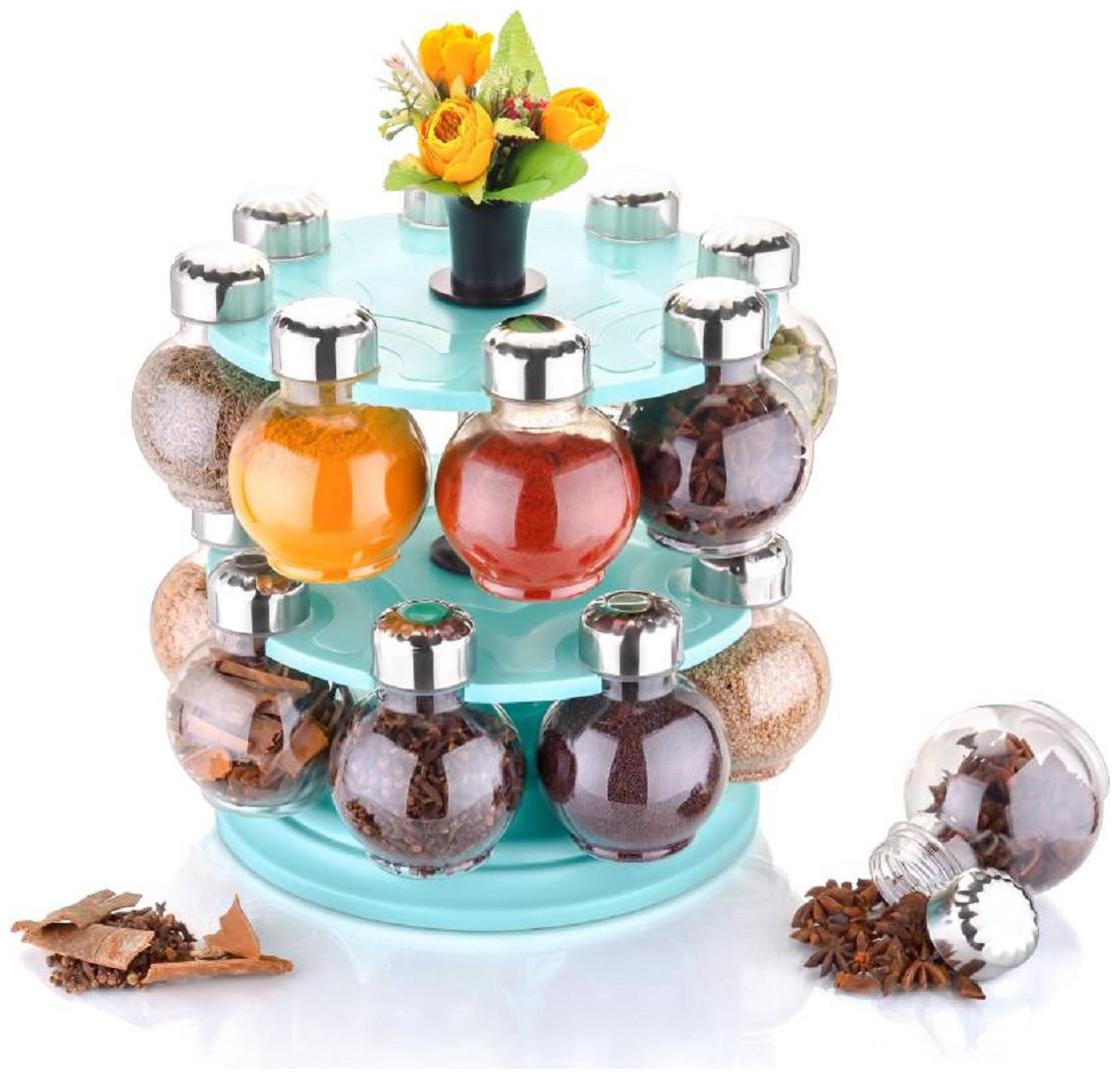 SAVORIER Spice Box Spice Storage Spice Jar Masala Rack Masala Box 150 ml Plastic Spice Container, Tea Coffee Sugar Container, Grocery Container