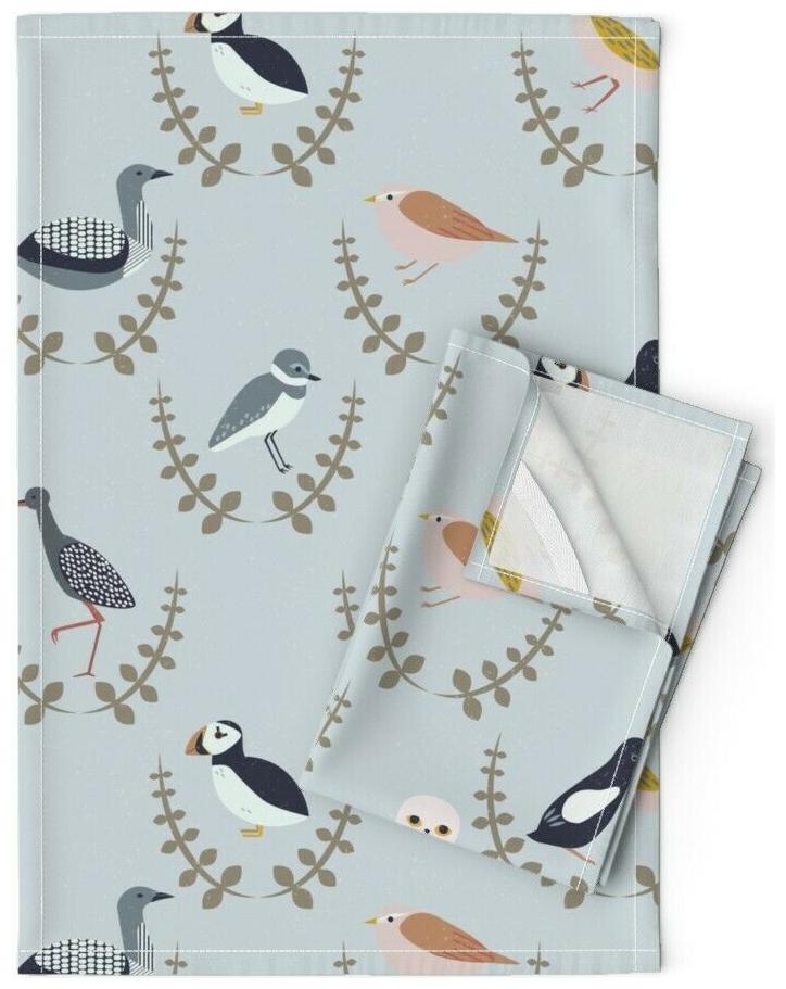 

Scandinavian Birds Scandi Gender Linen Cotton Tea Towels by Roostery Set of 2