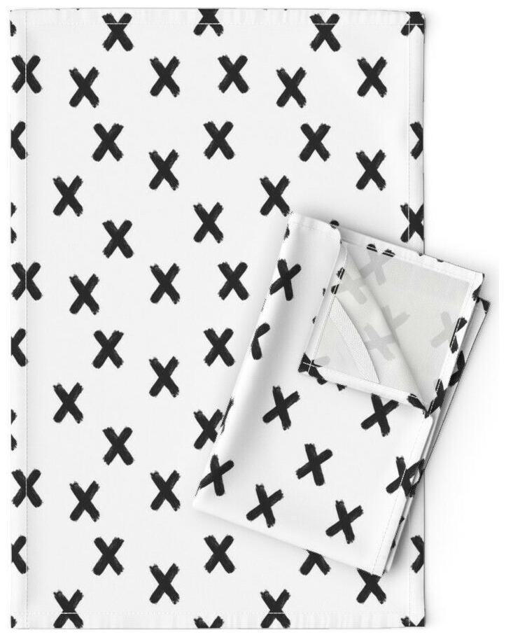 

Scattered Black And White X Mark Linen Cotton Tea Towels by Roostery Set of 2