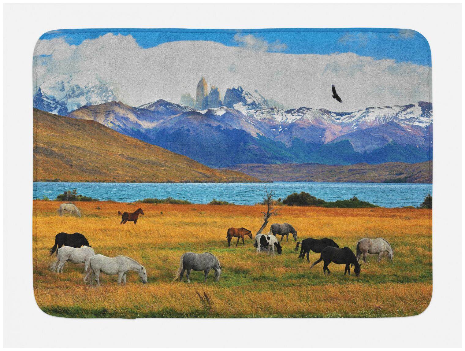 

Scenery Bath Mat Farm Horse in Mountain Non-Slip Plush Mat 29 5 X 17 5 Inches