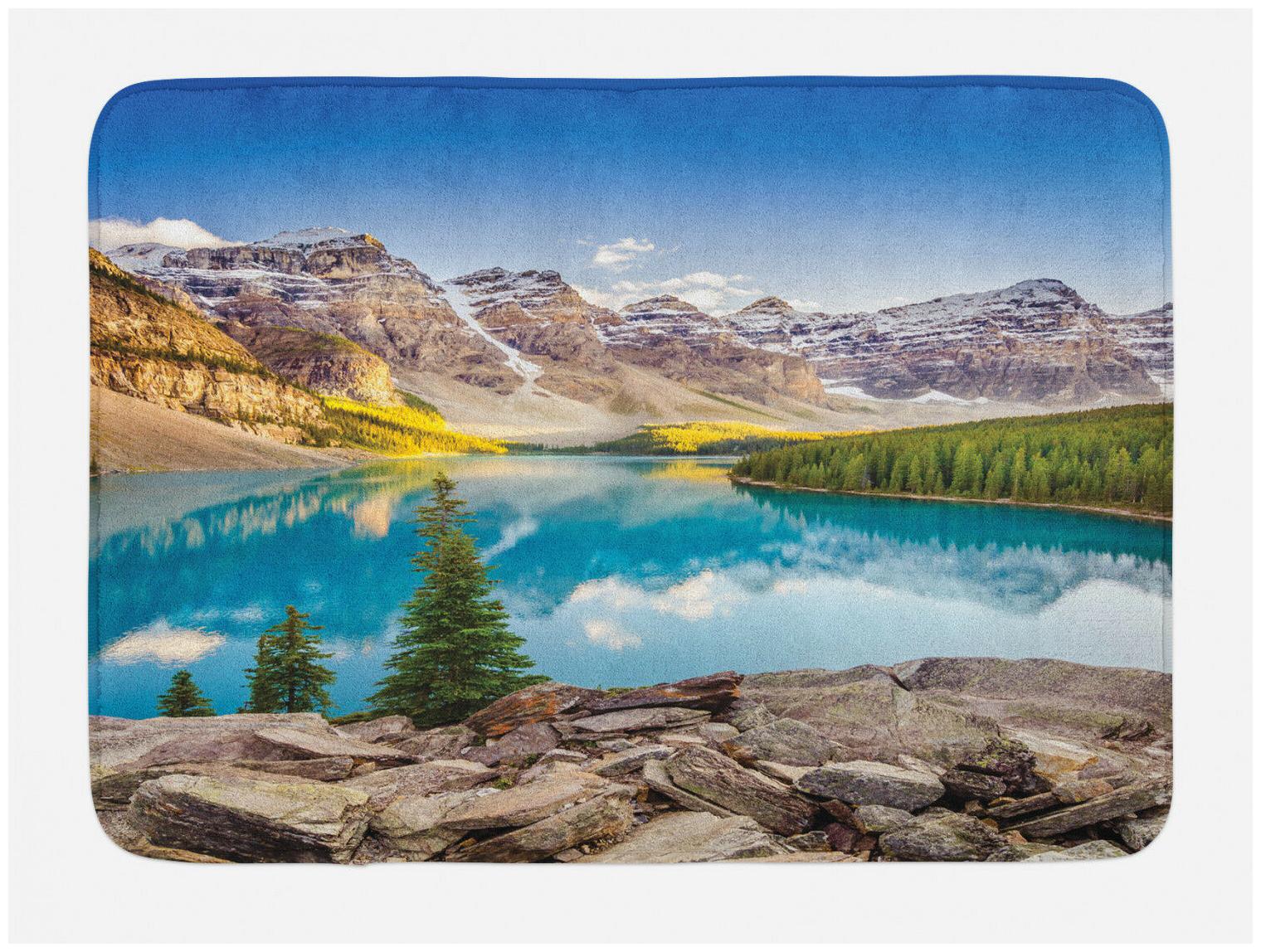 

Scenery Bath Mat Calm Lake and Mountain Non-Slip Plush Mat 29 5 X 17 5 Inches