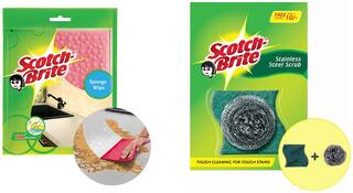 Scotch-Brite Sponge Wipe Large Set of 3 pcs;& Steel Combi ( Steel and Scurb ) (Set of 3 pcs)