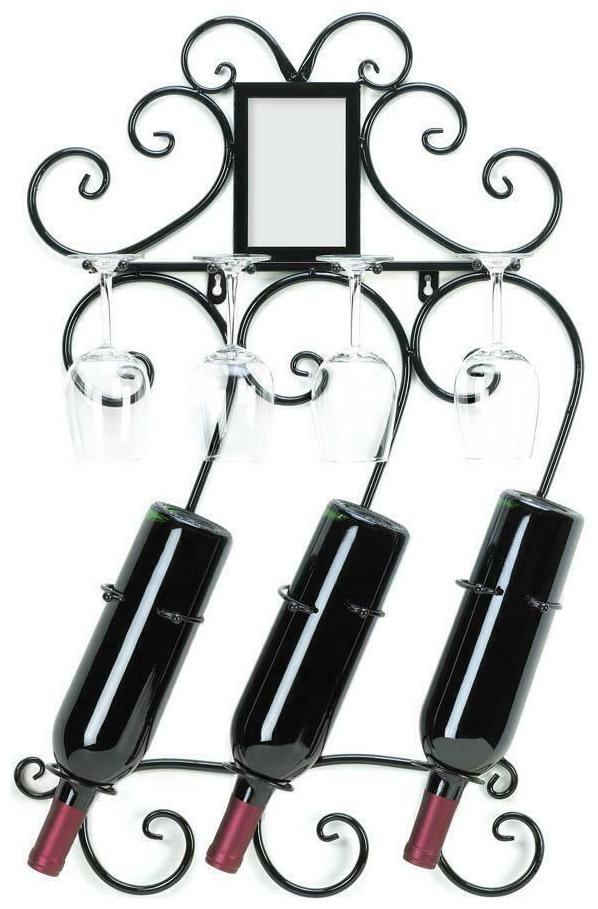 

Scrollwork Wall Wine Rack - 3 Bottle 4 Glass Holders by Accent Plus - 28 5 High
