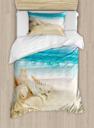 Buy Seashells Duvet Cover Set With Pillow Shams Pastel Beach Scene