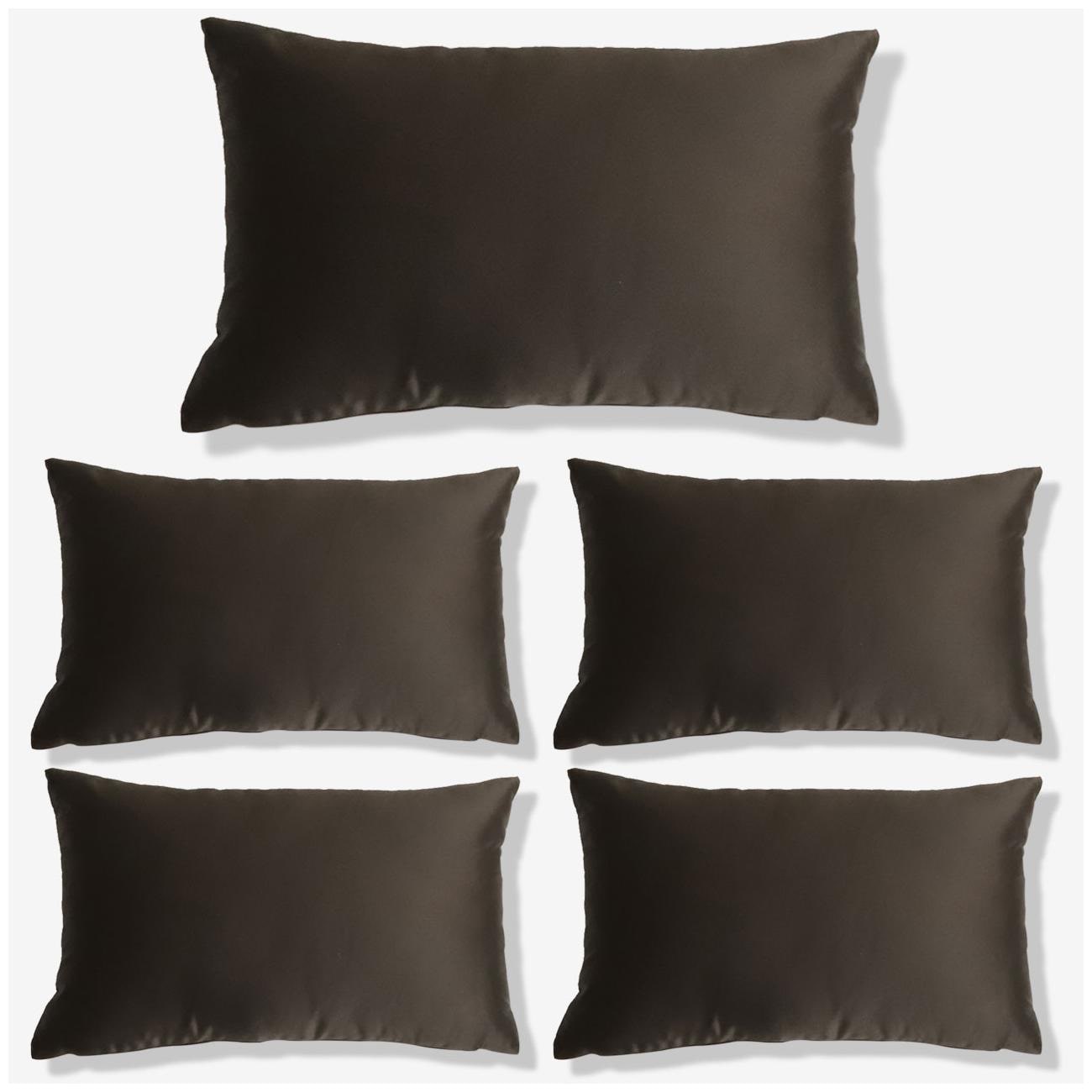 

SEEVO Plain Satin Rectangle Shape Brown Cushion Cover ( Regular Pack of 5 )