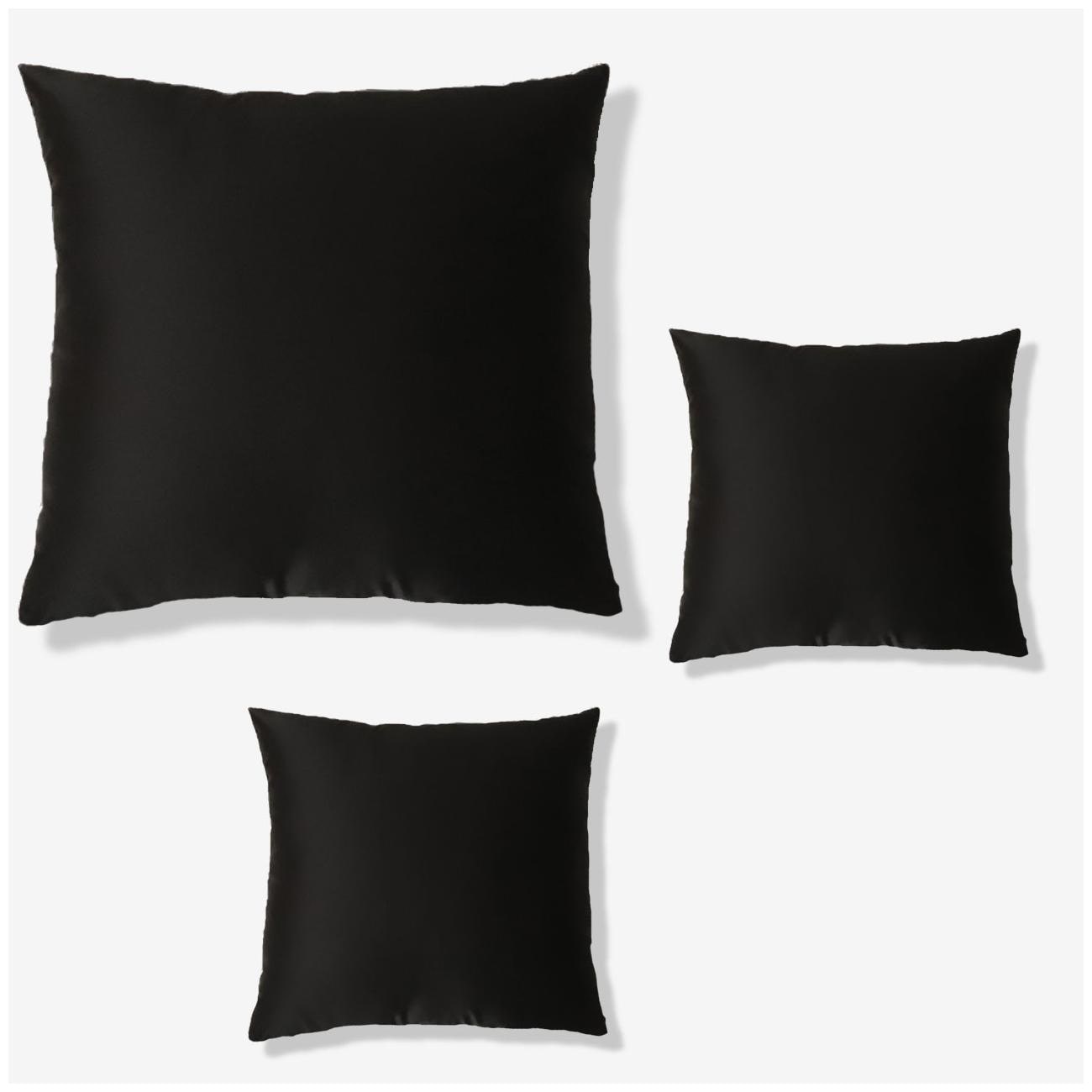 

SEEVO Plain Satin Square Shape Black Cushion Cover ( Regular Pack of 3 )