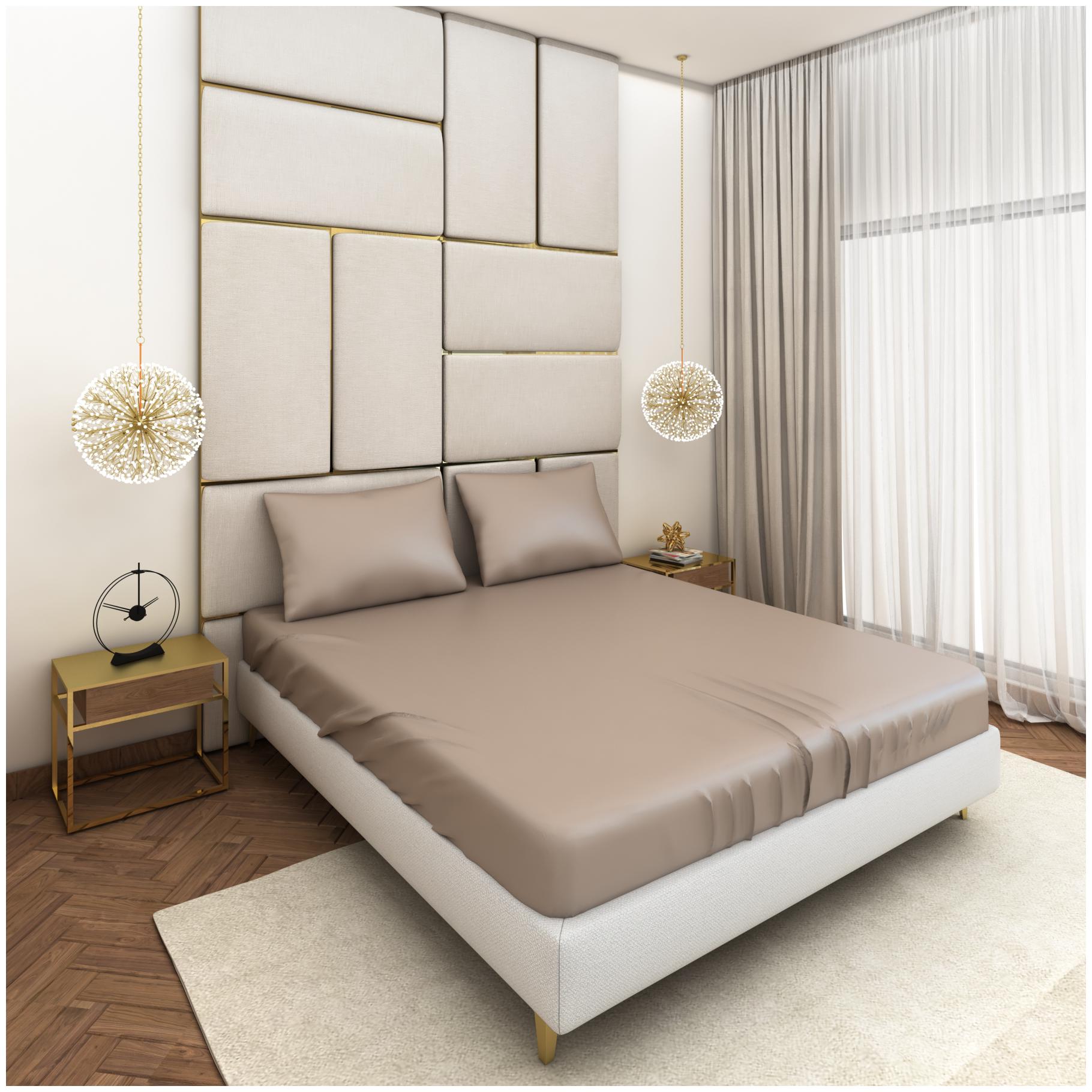

SEEVO Satin Solid Double Size Bedsheet 400 TC ( 1 Bedsheet With 2 Pillow Covers Grey )