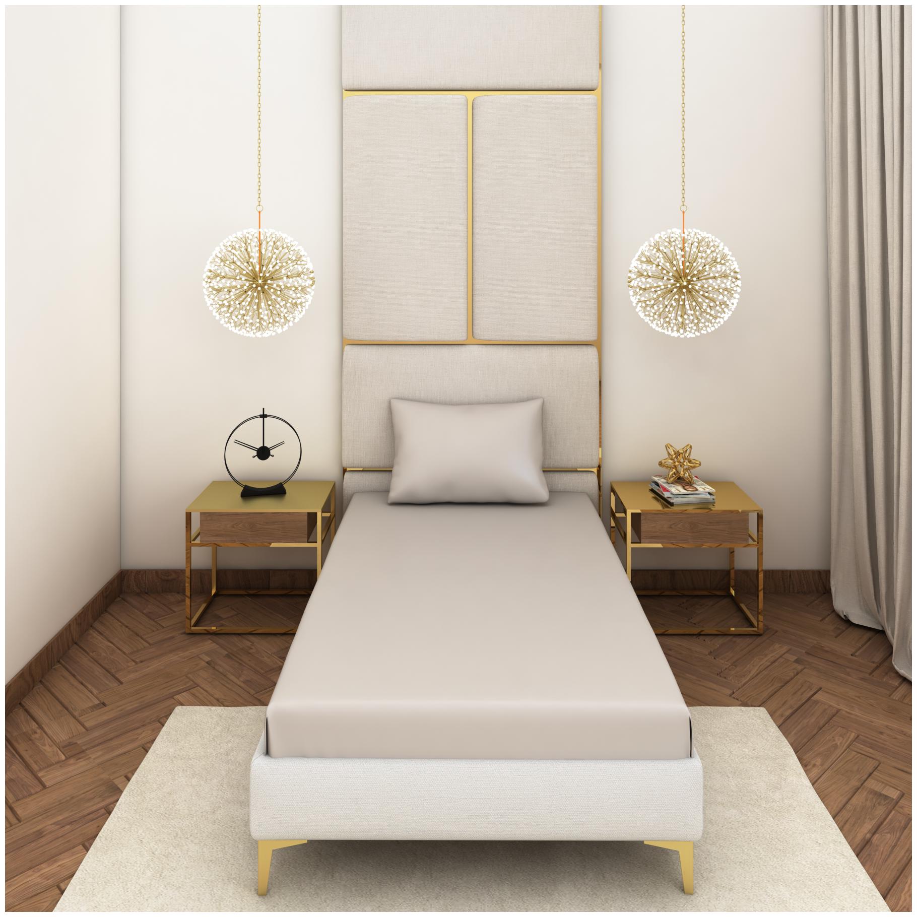 

SEEVO Satin Solid Single Size Bedsheet 400 TC ( 2 Bedsheet With 1 Pillow Covers Grey )