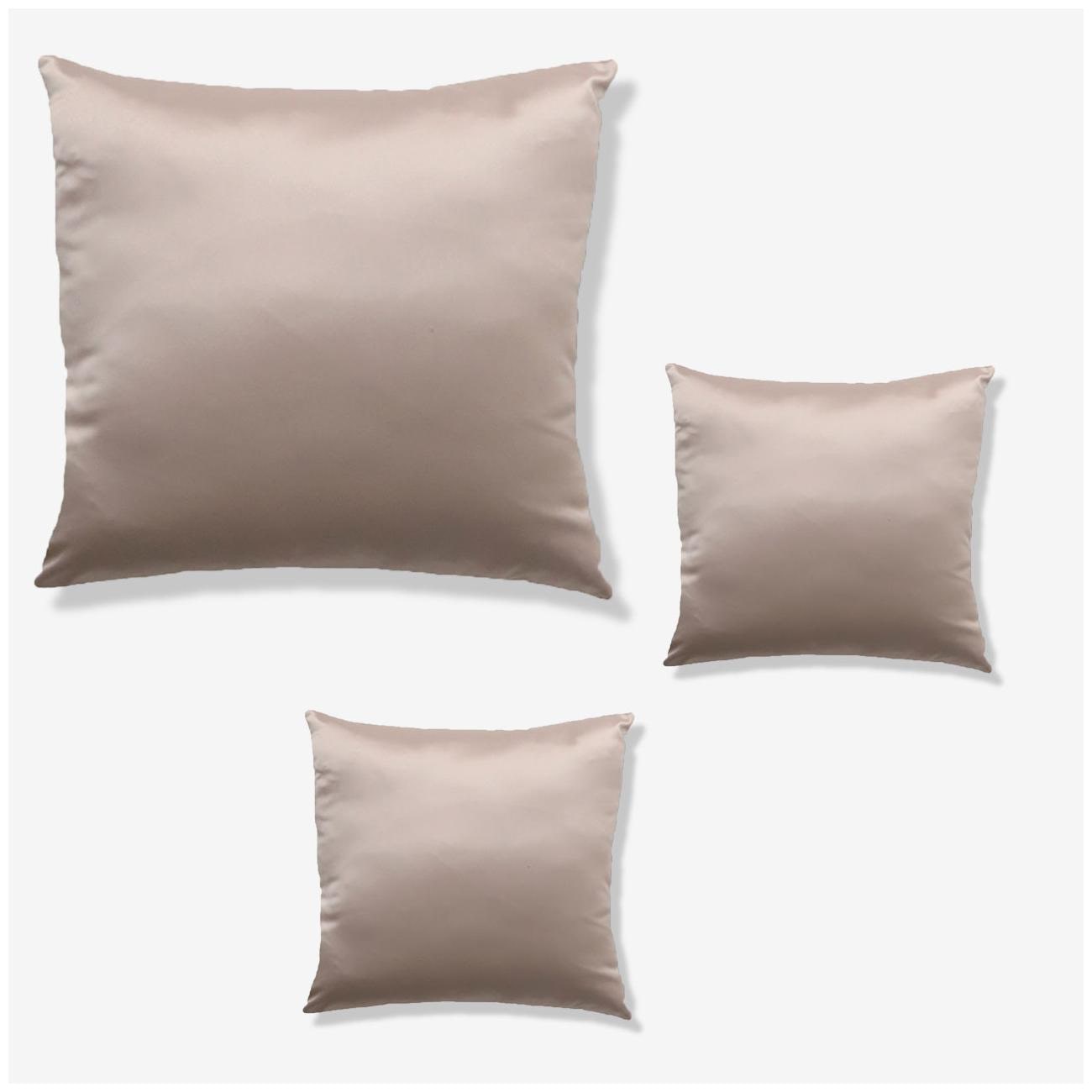 

SEEVO Solid Satin Square Shape Beige Cushion Cover ( Extra large Pack of 3 )