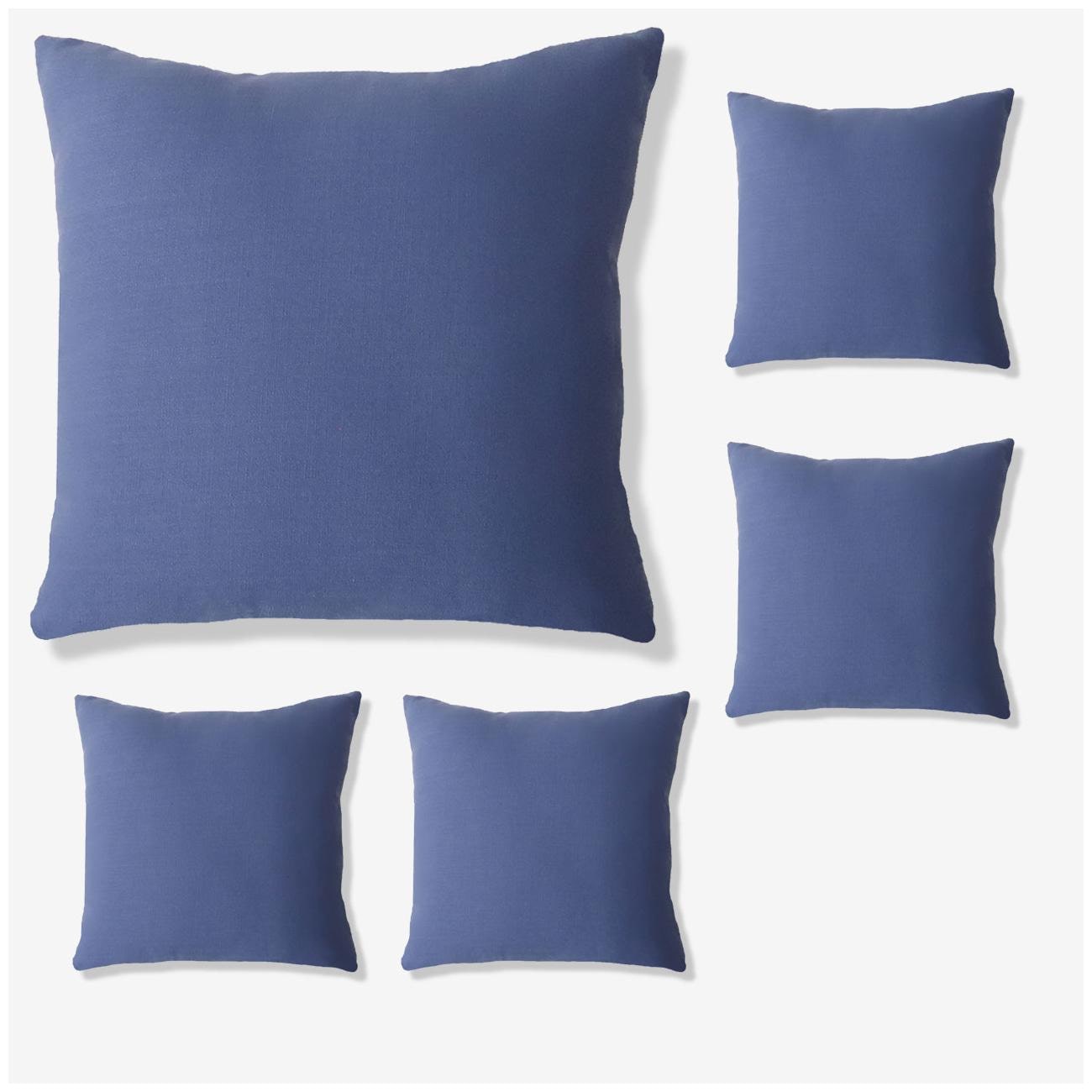 

SEEVO Solid Polyester Square Shape Blue Cushion Cover ( Large Pack of 5 )
