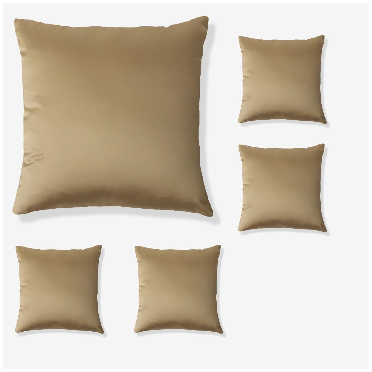 

SEEVO Solid Satin Square Shape Beige Cushion Cover ( Extra large Pack of 5 )