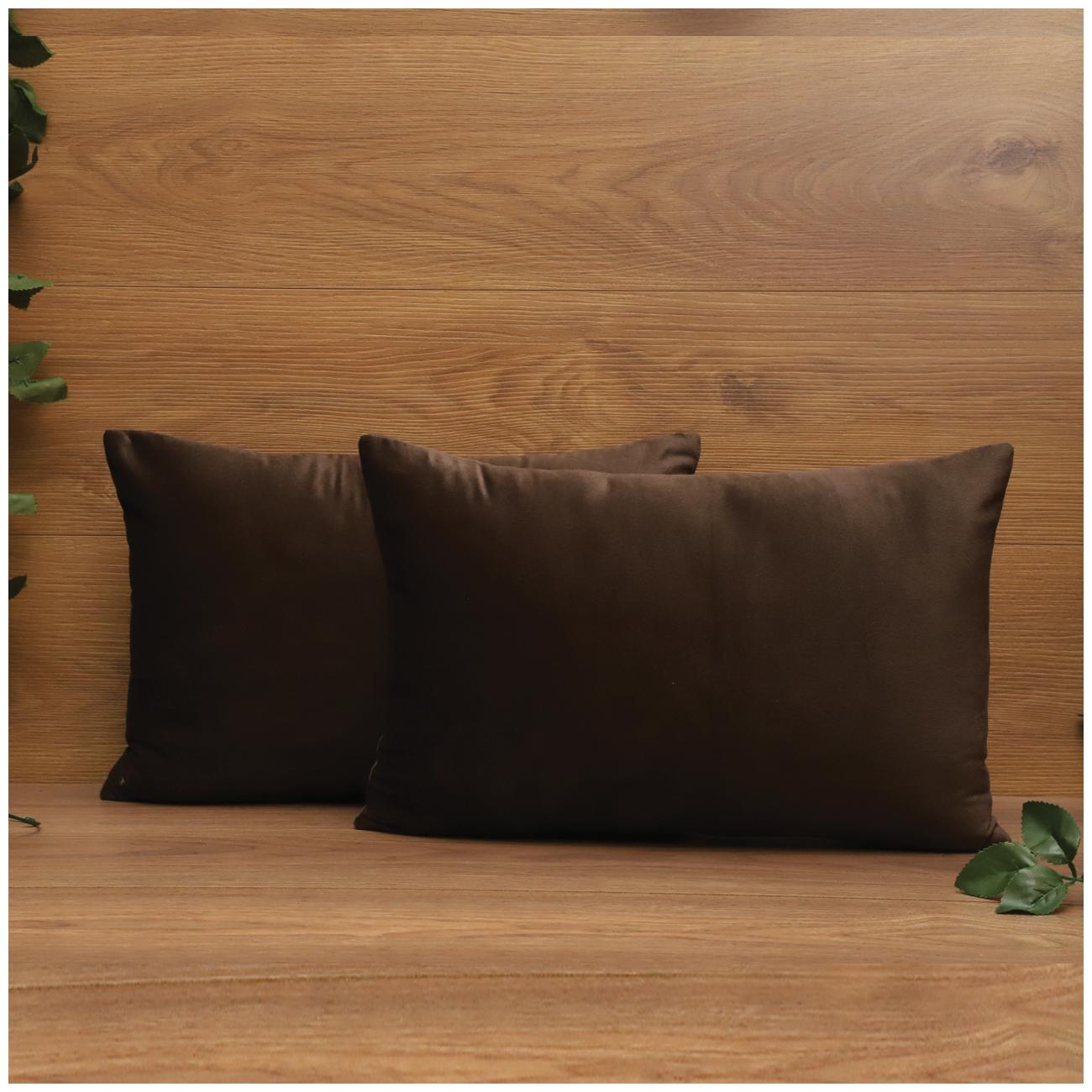 

SEEVO Solid Velvet Rectangle Shape Brown Cushion Cover ( Regular Pack of 2 )