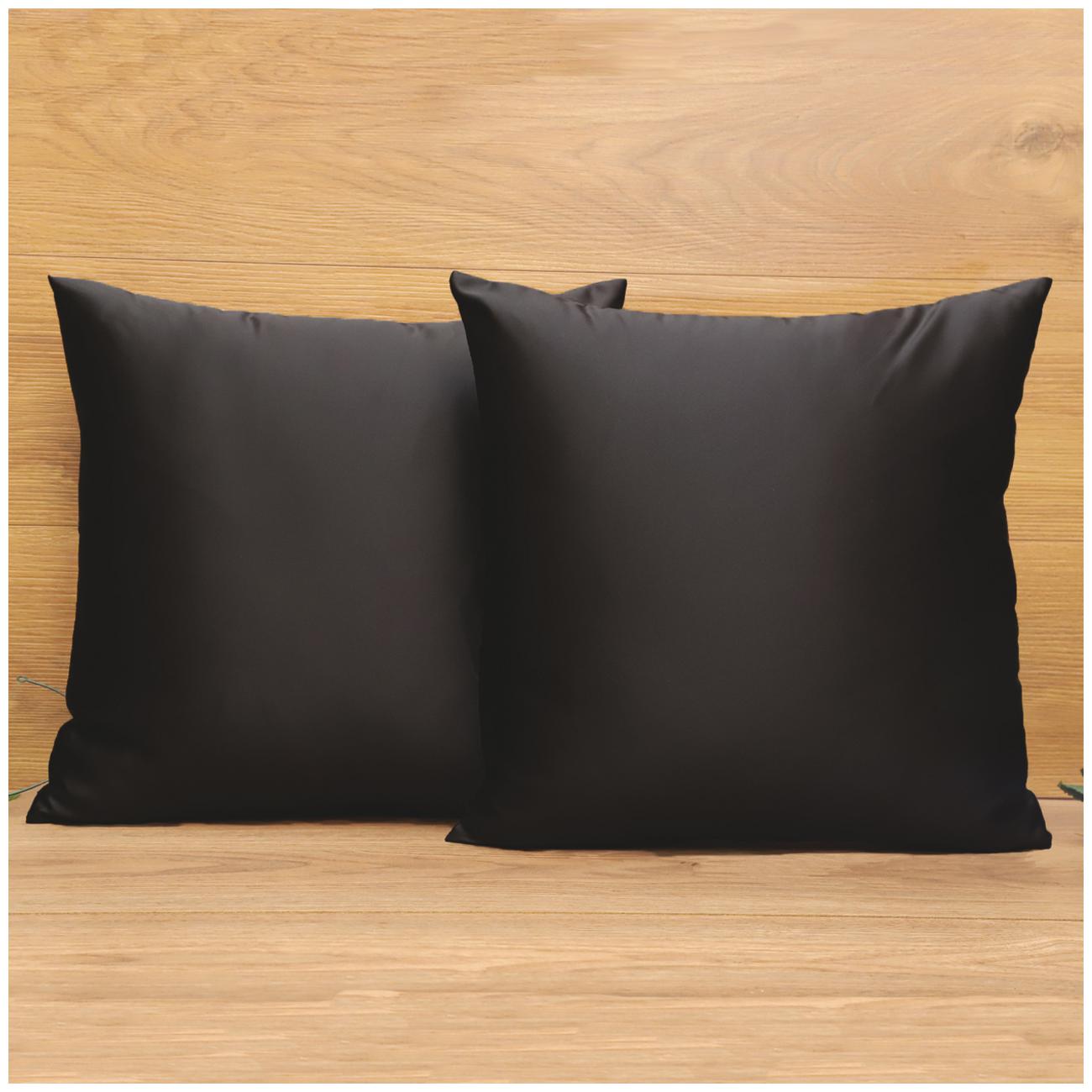 

SEEVO Solid Satin Square Shape Black Cushion Cover ( Regular Pack of 2 )
