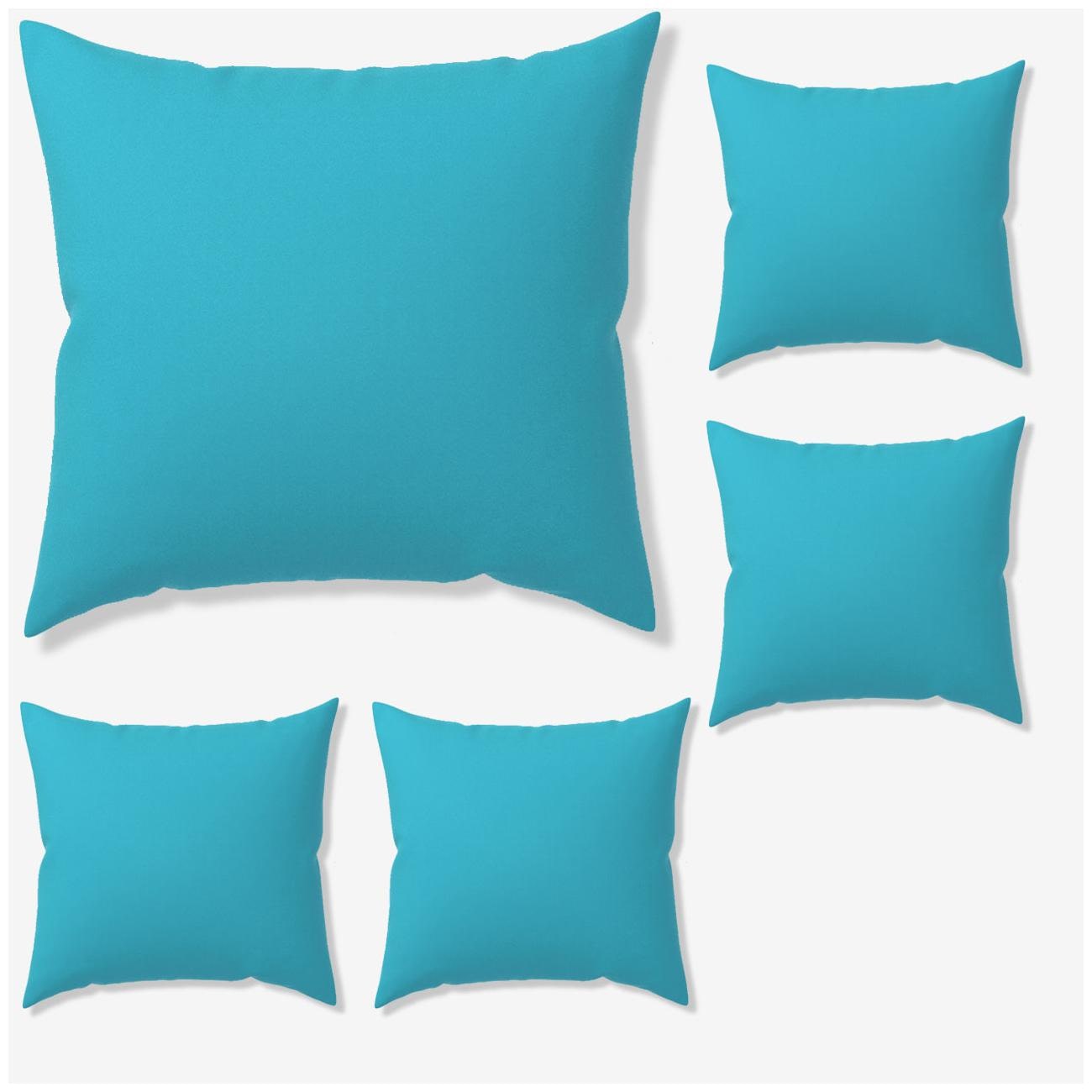 

SEEVO Solid Leather Square Shape Blue Cushion Cover ( Extra large Pack of 5 )