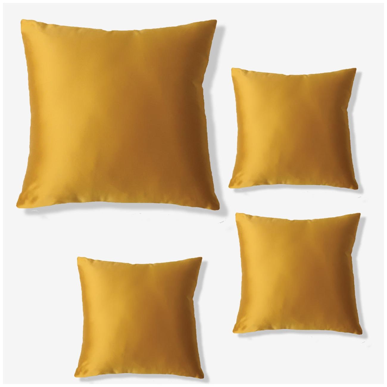 

SEEVO Solid Satin Square Shape Yellow Cushion Cover ( Extra large Pack of 4 )