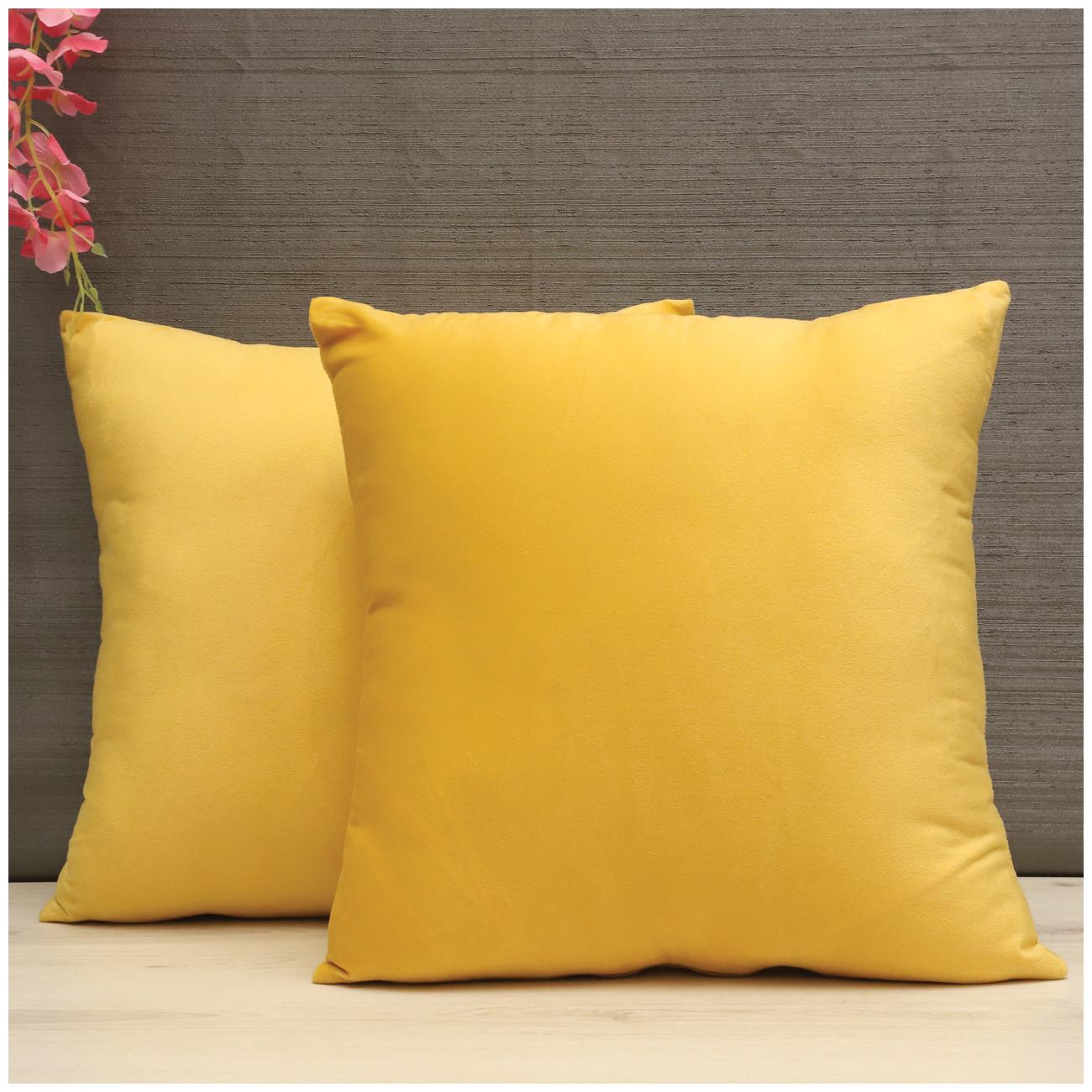 

SEEVO Solid Velvet Square Shape Yellow Cushion Cover ( Regular Pack of 5 )