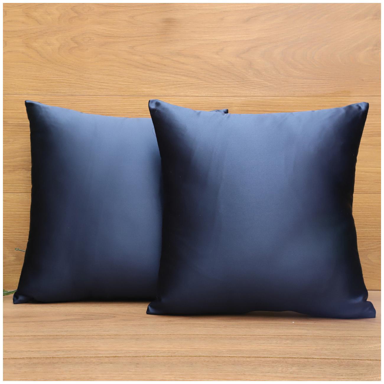 

SEEVO Solid Satin Square Shape Blue Cushion Cover ( Regular Pack of 2 )