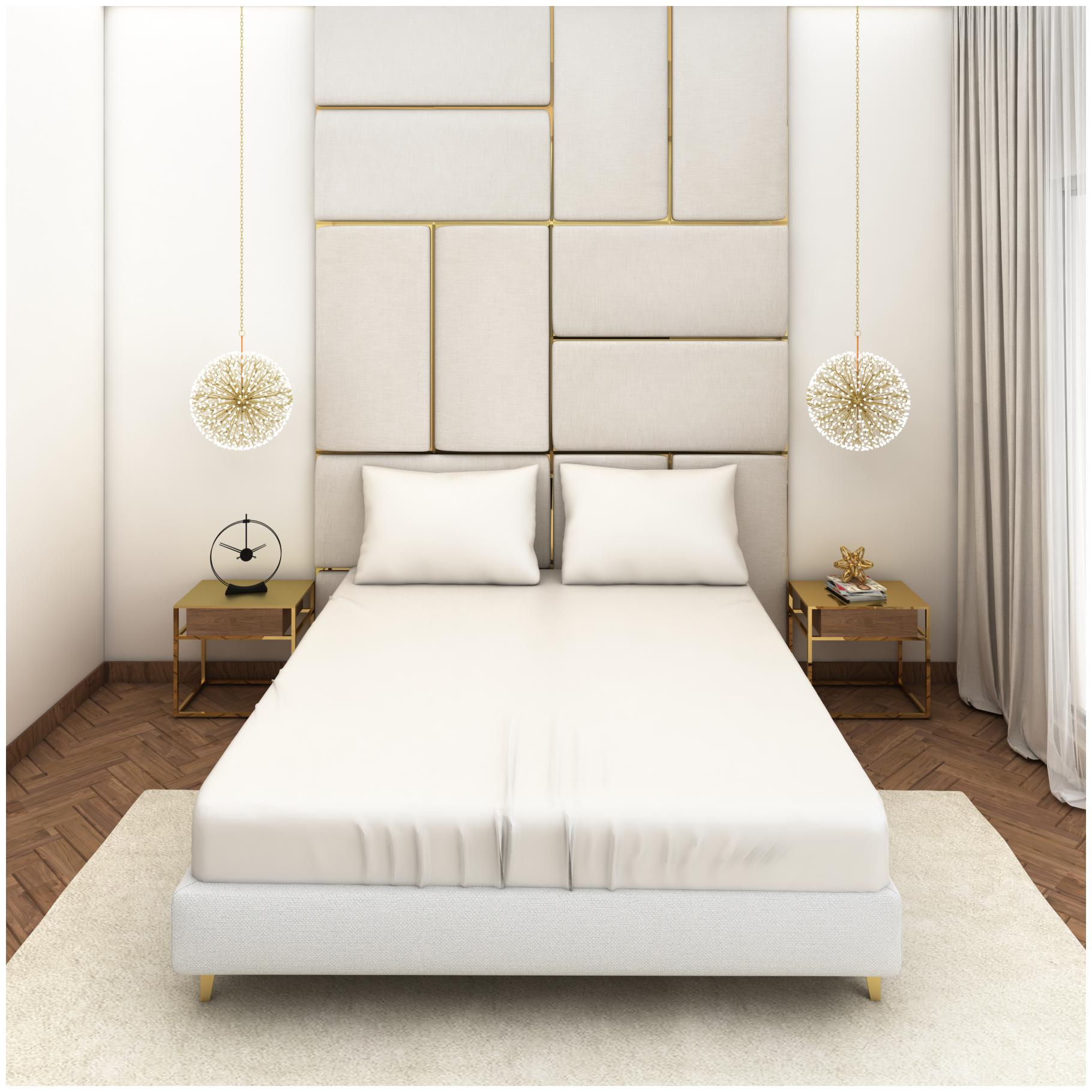 

SEEVO Satin Solid Double Size Bedsheet 400 TC ( 1 Bedsheet With 2 Pillow Covers White )
