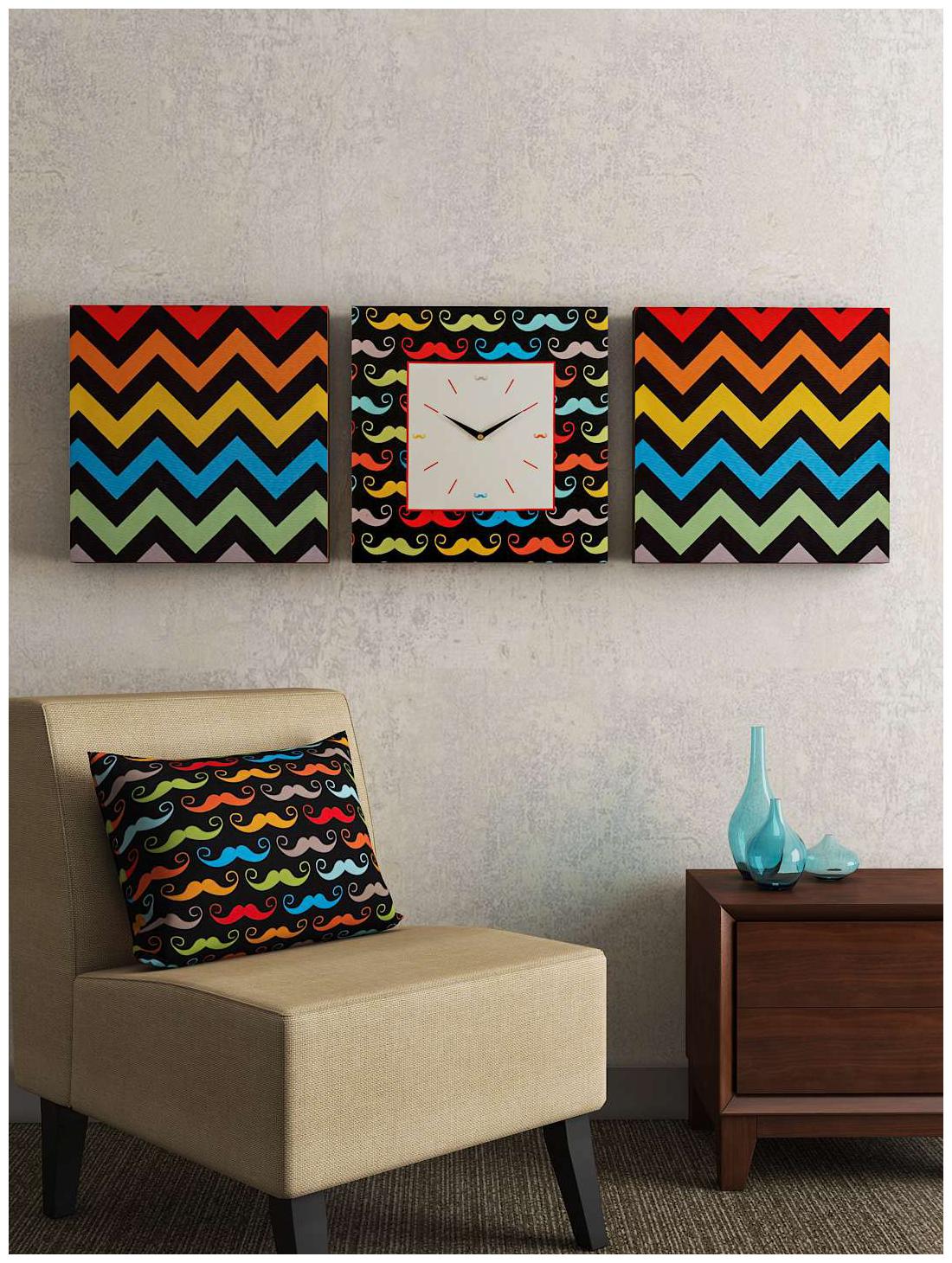

SEJ by Nisha Gupta Mdf with melamine Analog Wall clock ( Set of 3 )