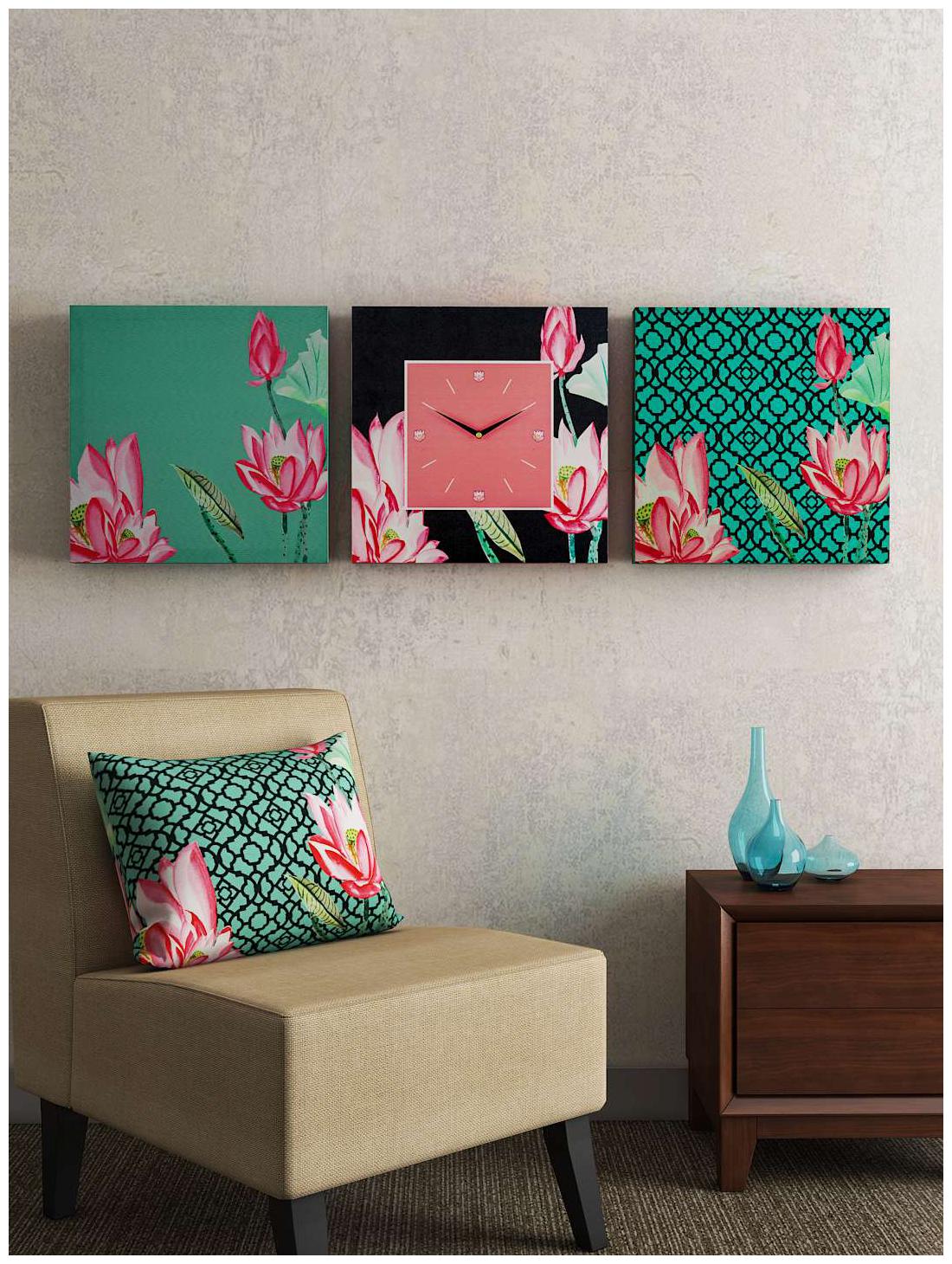 

SEJ by Nisha Gupta Mdf with melamine Analog Wall clock ( Set of 3 )