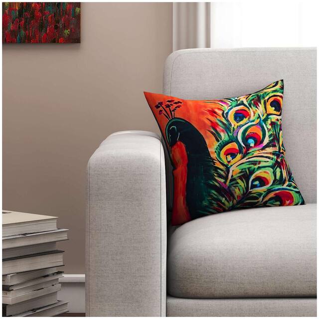 SEJ by Nisha Gupta Printed Cotton Green Cushion Cover ( Regular , Pack of 1 )