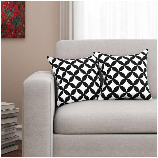 SEJ by Nisha Gupta Printed Cotton Black Cushion Cover ( Regular , Pack of 2 )