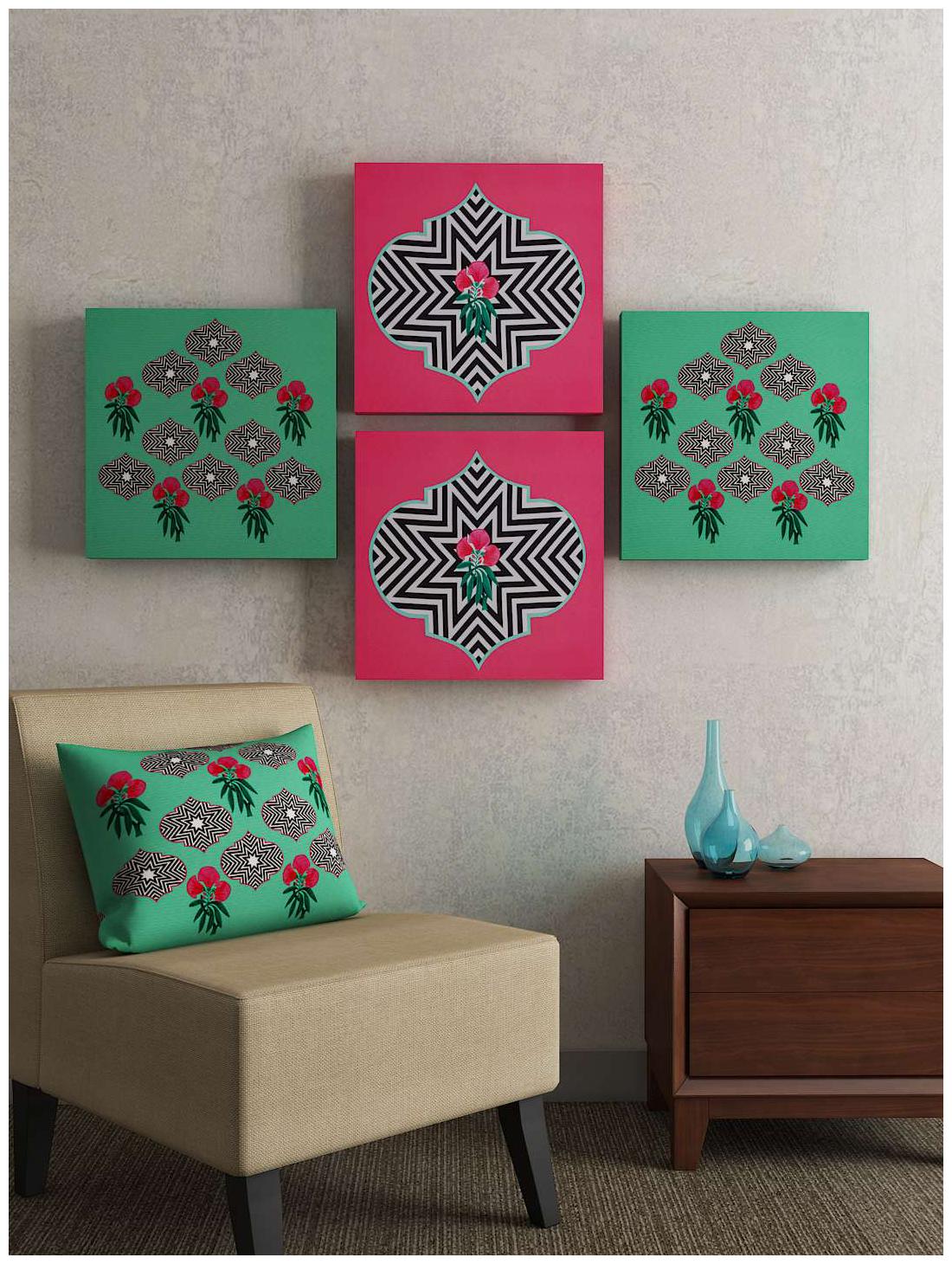 

SEJ Floral Pink (Set of 4) Framed Wall Art