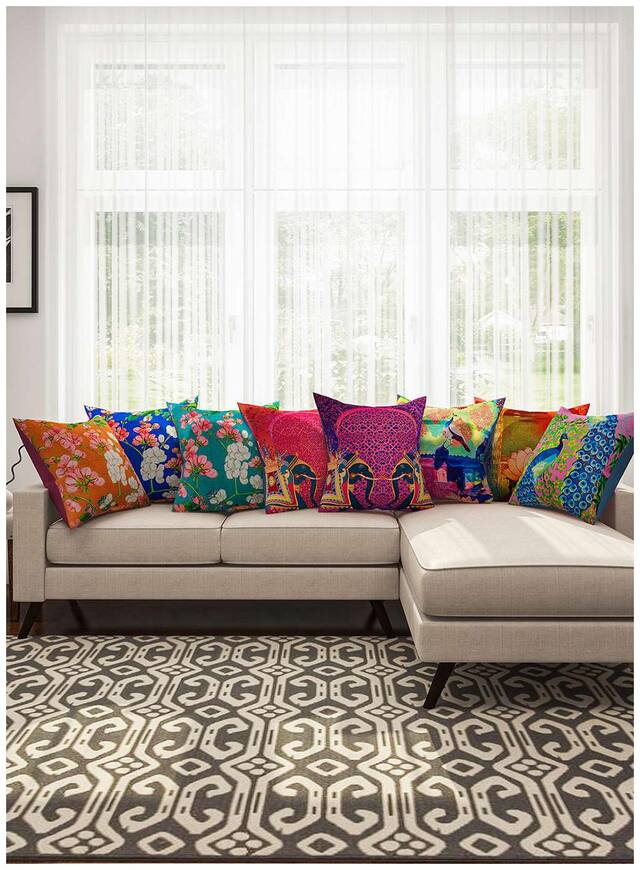 SEJ Multicoloured Abstract Cushion Cover (Set of 8)