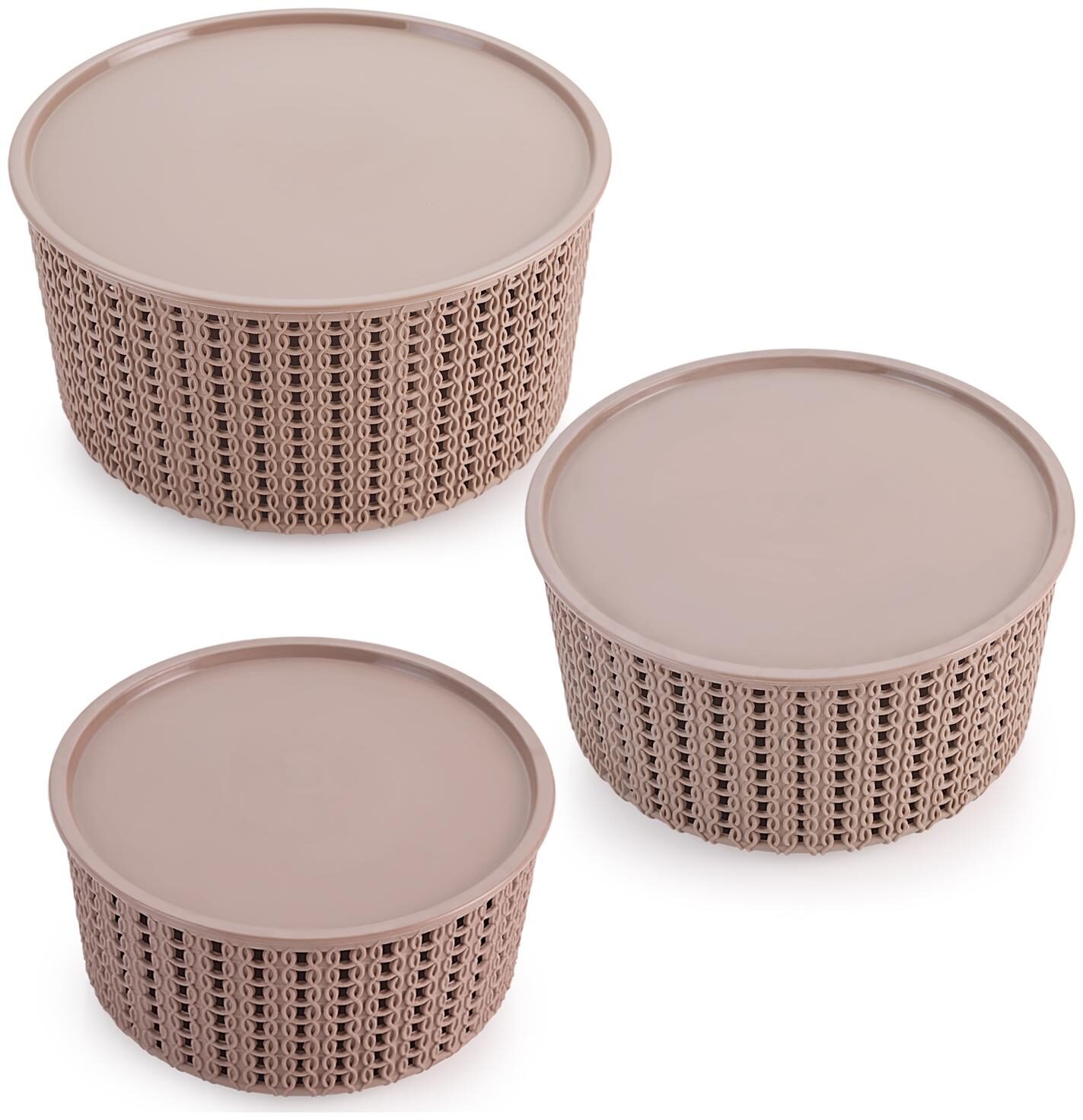 

Selvel Plastic Brown Laundry Basket ( Set of 3 )