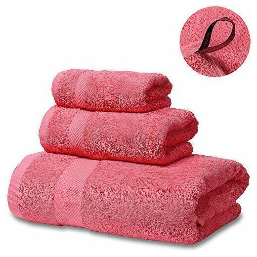 

SEMAXE 3-Piece Towel Set 100 Cotton 1 Large Bath Towels (3 Towel Set Coral)