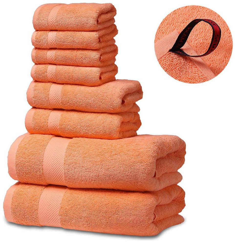 

SEMAXE Orange Cotton Towel Set (2 Bath Towels 2 Hand Towels 4 Washcloths) Supe