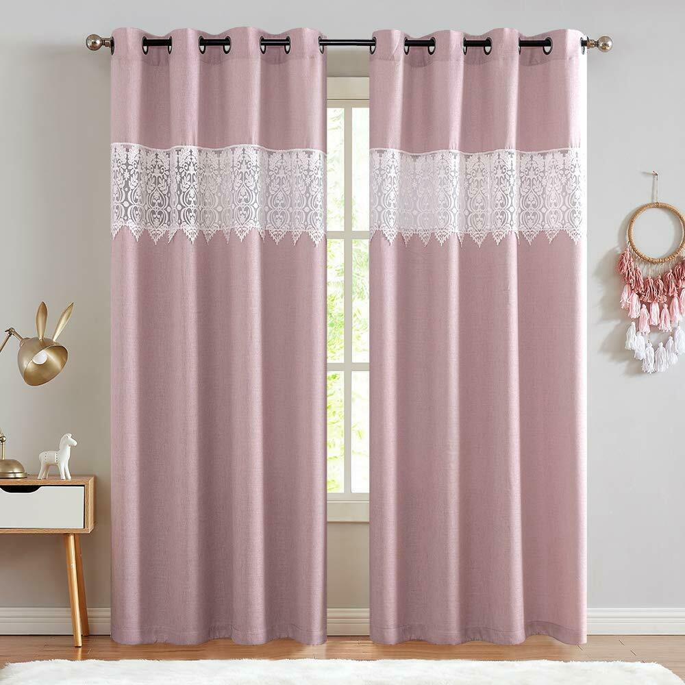 

2 Panels Semi Sheer Window Curtains Block Privacy Casual Weave Textured French