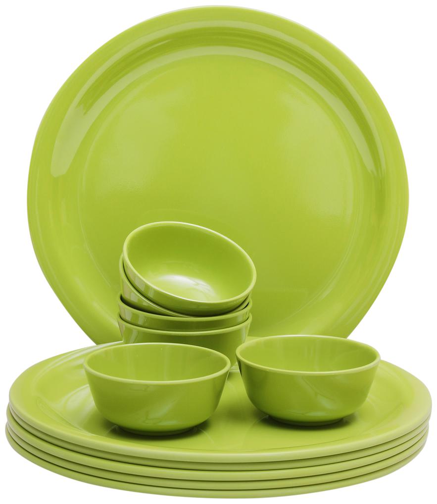 

Servewell 12 Pieces Green Melamine Dinner Set