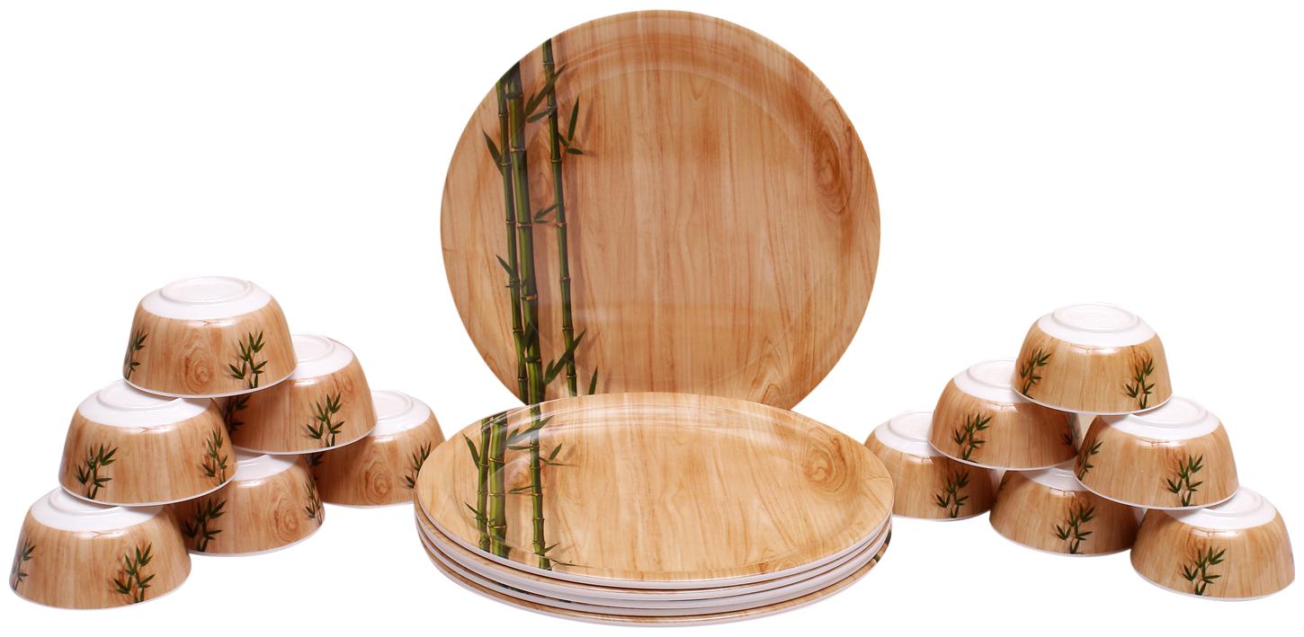 

Servewell Bamboo Delite Round 18 Pieces Melamine Combo Set