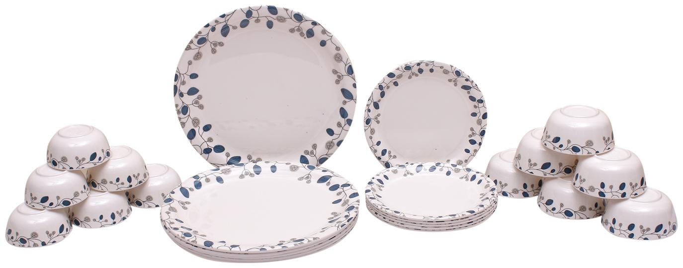 

Servewell Blue Decor Round 24 Pieces Melamine Dinner Set