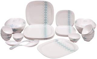 Servewell Firozi Square Round 31 Pieces Melamine Dinner Set
