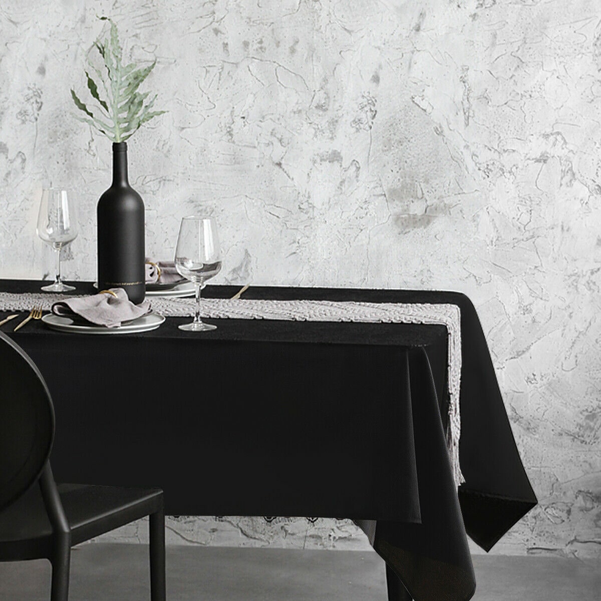 

Set of 10 Rectangle 60 x 126 inchPolyester Tablecloth Wedding Party Home Black