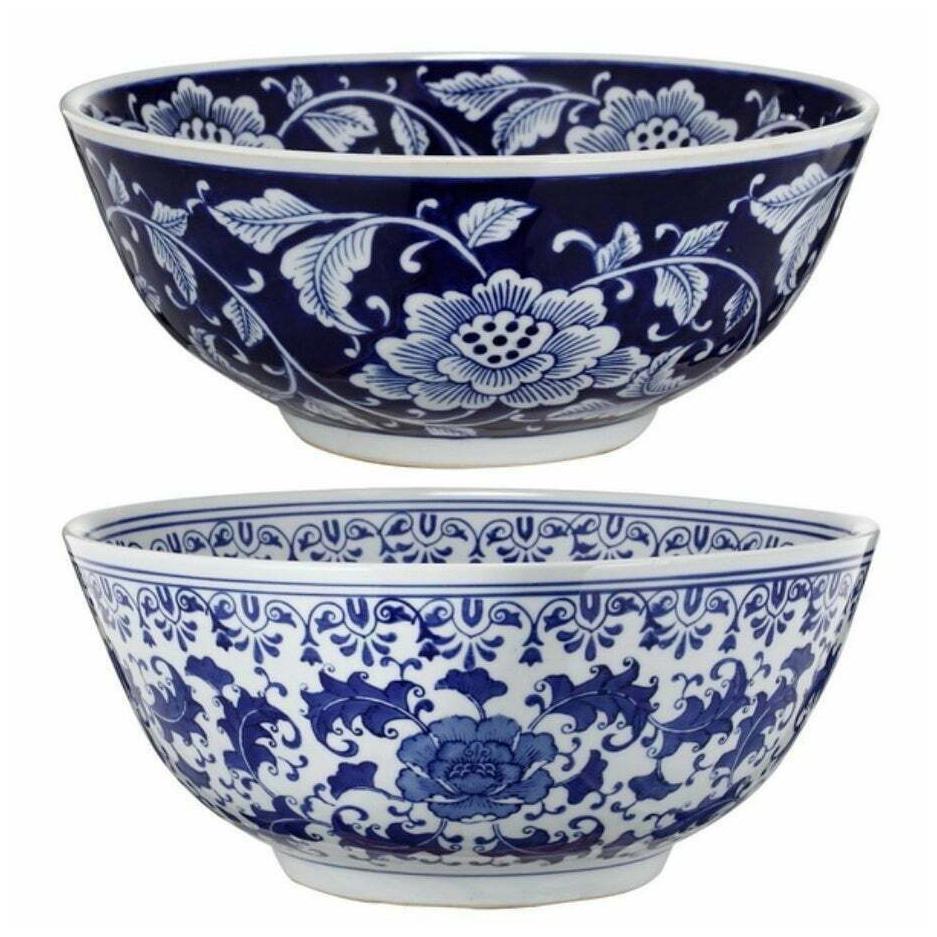 

Set Of 2 Ceramic Bowls Blue And White Blue